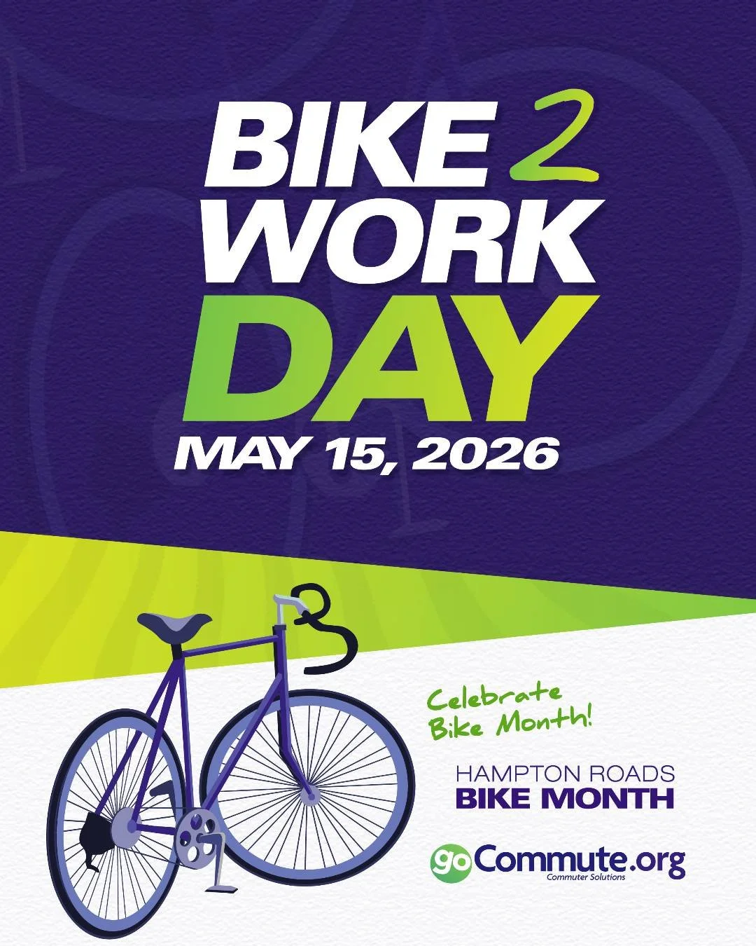 Bike to Work Day is happening FRIDAY! ✨ 

Join goCommute and other bike-friendly partners throughout the region by biking to work. 🚴&zwj;♀️💨

Check out the pit stops and make your plans now on our website! 👩&zwj;💻