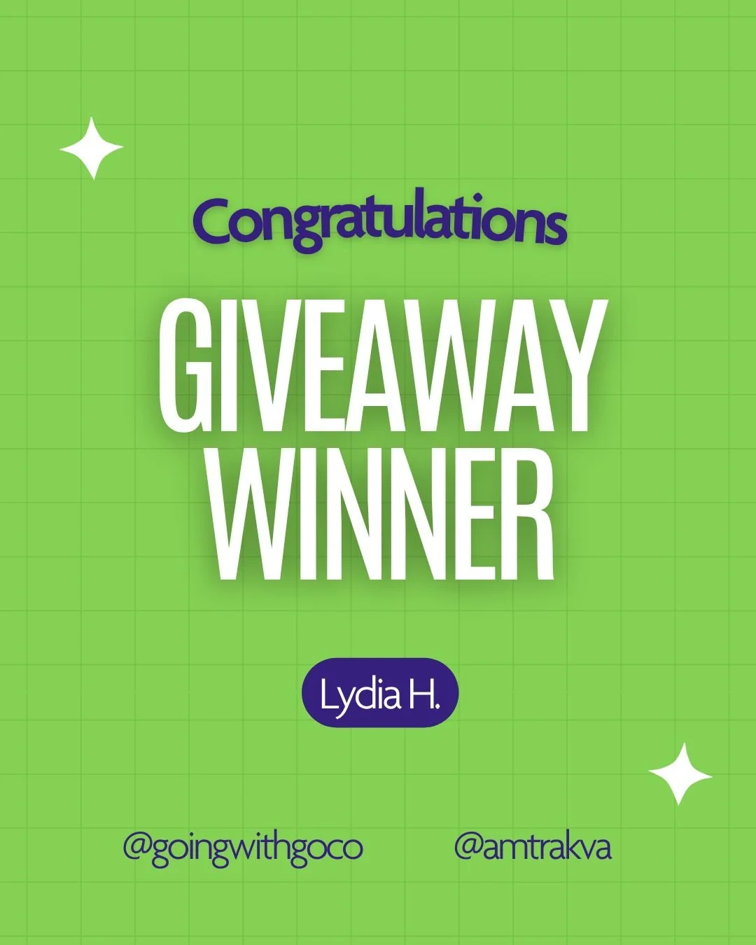 We've got a winner! 🙌

Lydia H. won our giveaway with @amtrakva in honor of Bike Month! Congrats, Lydia, and thanks for being a goCo crew member! 🎉