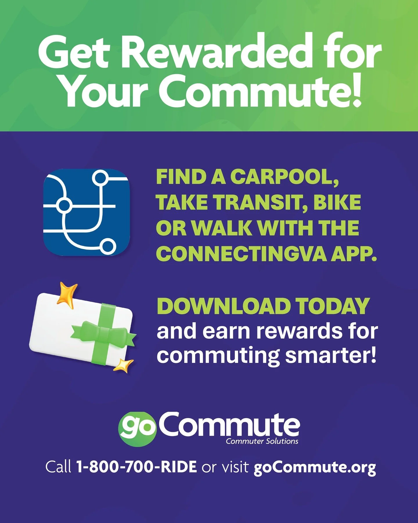 This is the best kept secret in Hampton Roads ⤵️

You could be winning gift cards to your favorite stores with your commute! 🎁 Just log any carpool, transit, bike or walk commute and turn your points in for the monthy drawings.

Download the Connect