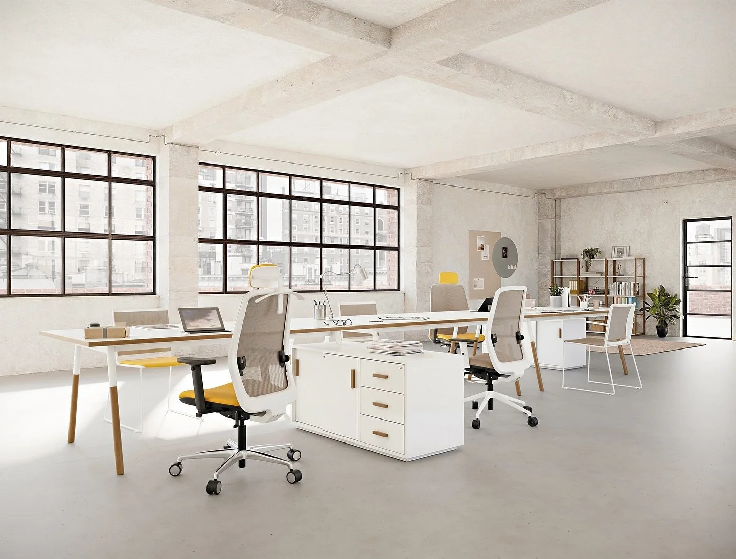 How does a chair transform the vibe of a space? 

For this project we worked with Dile Office to develop a lifestyle rendering that effectively showcases one of their office chair series. We opted for a captivating office setting with a post-industri