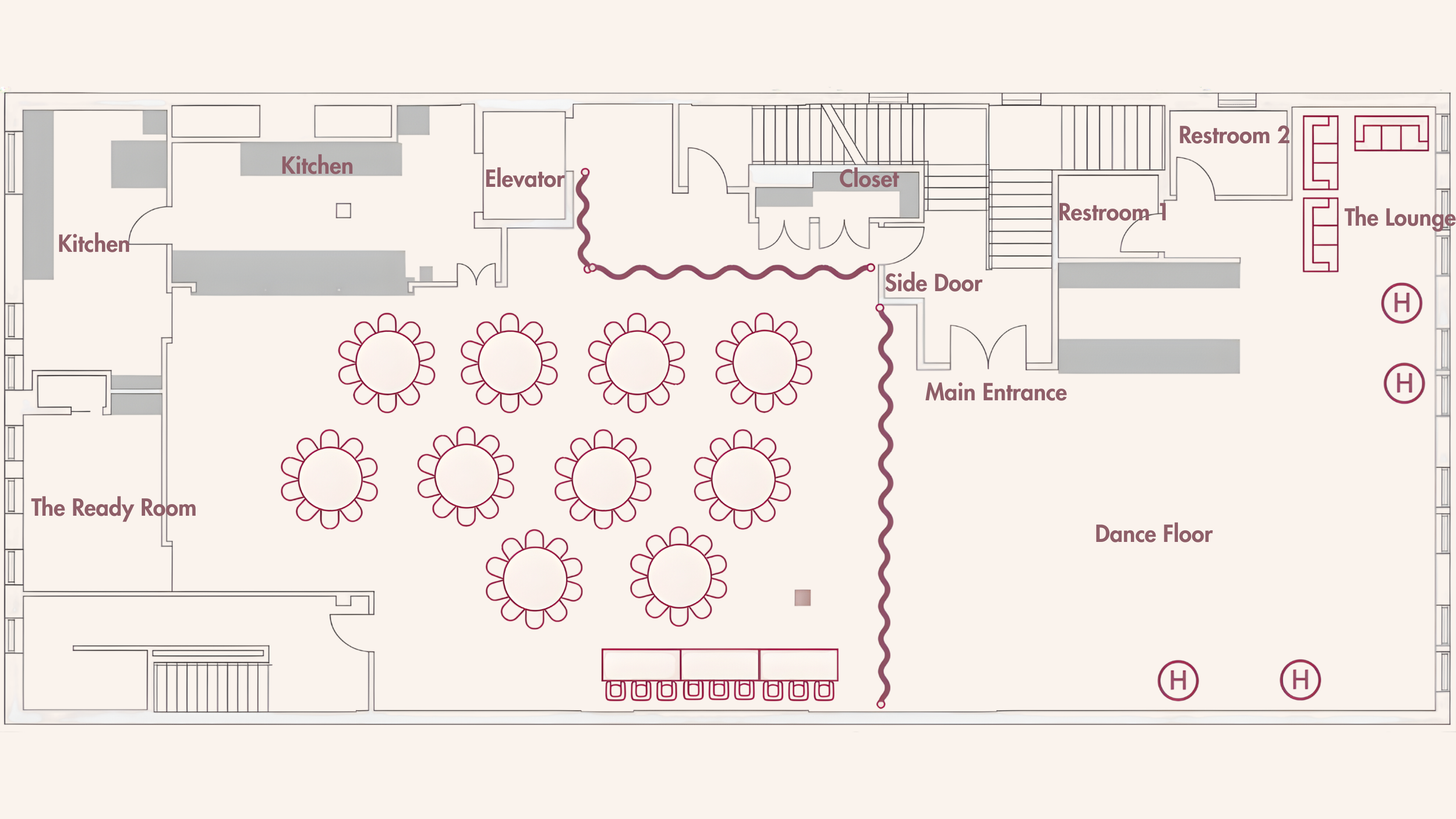 RECEPTION LAYOUT 3 | 100 GUESTS