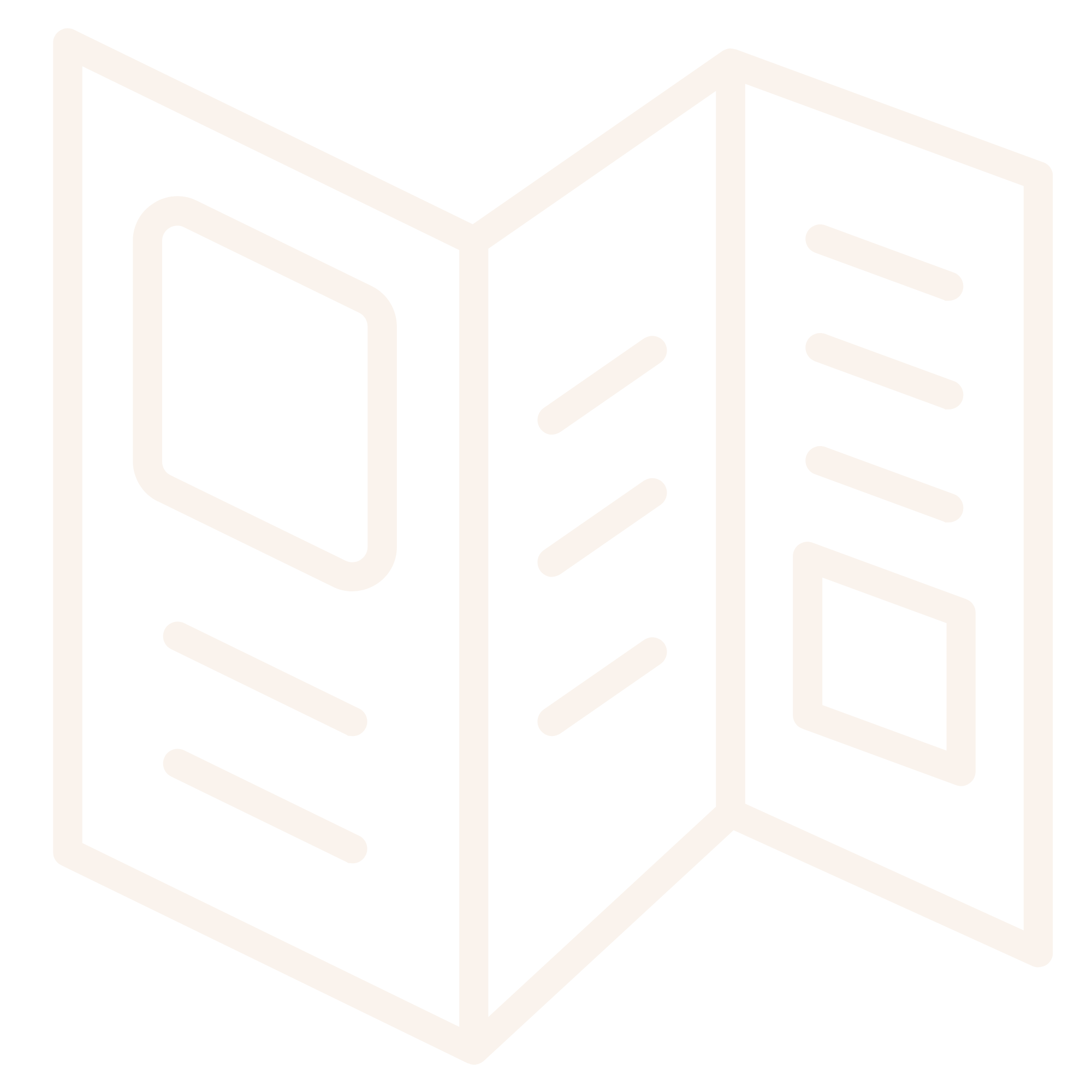 Line drawing of a three-panel foldable map or brochure with various shapes representing content areas.
