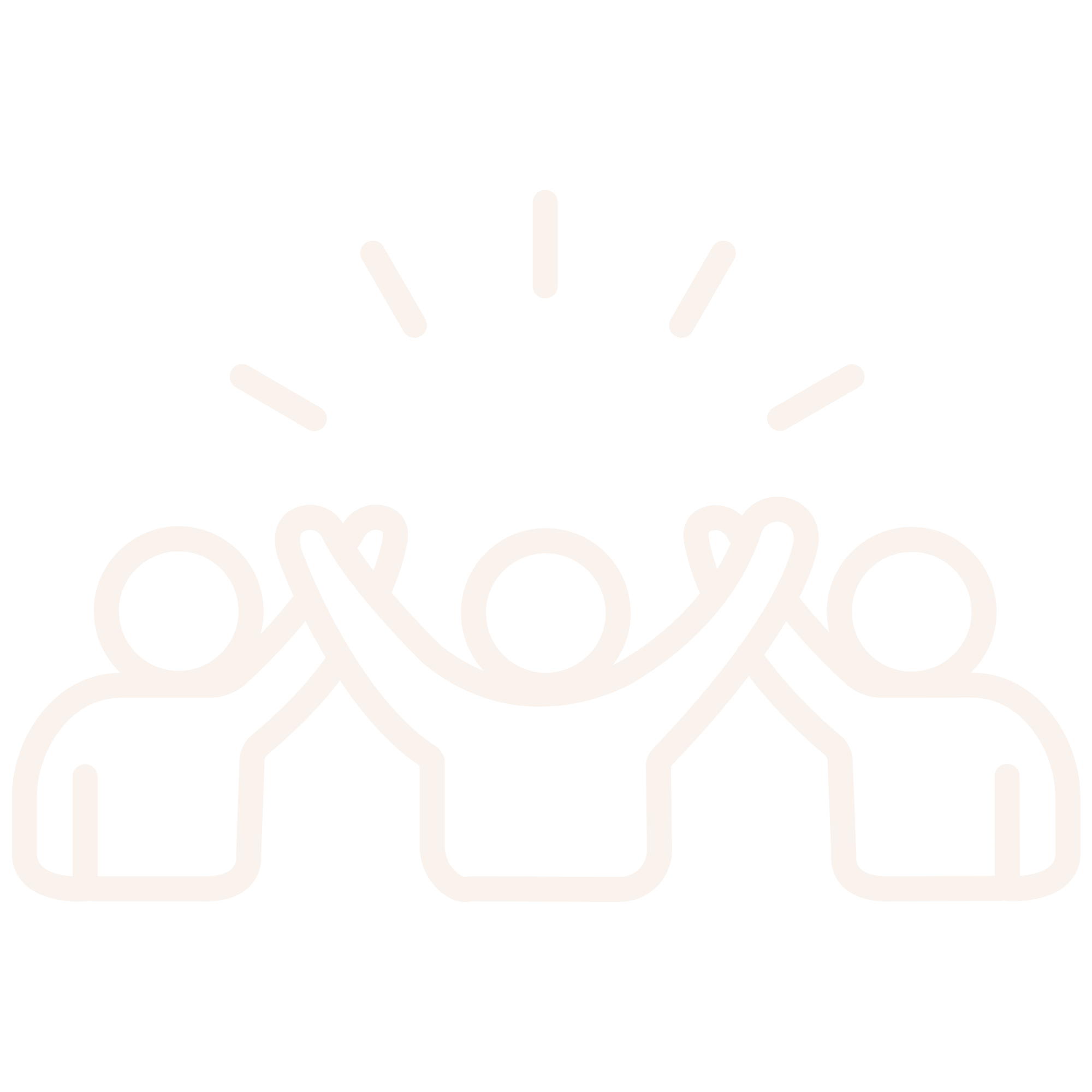 Line drawing of three people with arms raised, with a clock symbol above them.