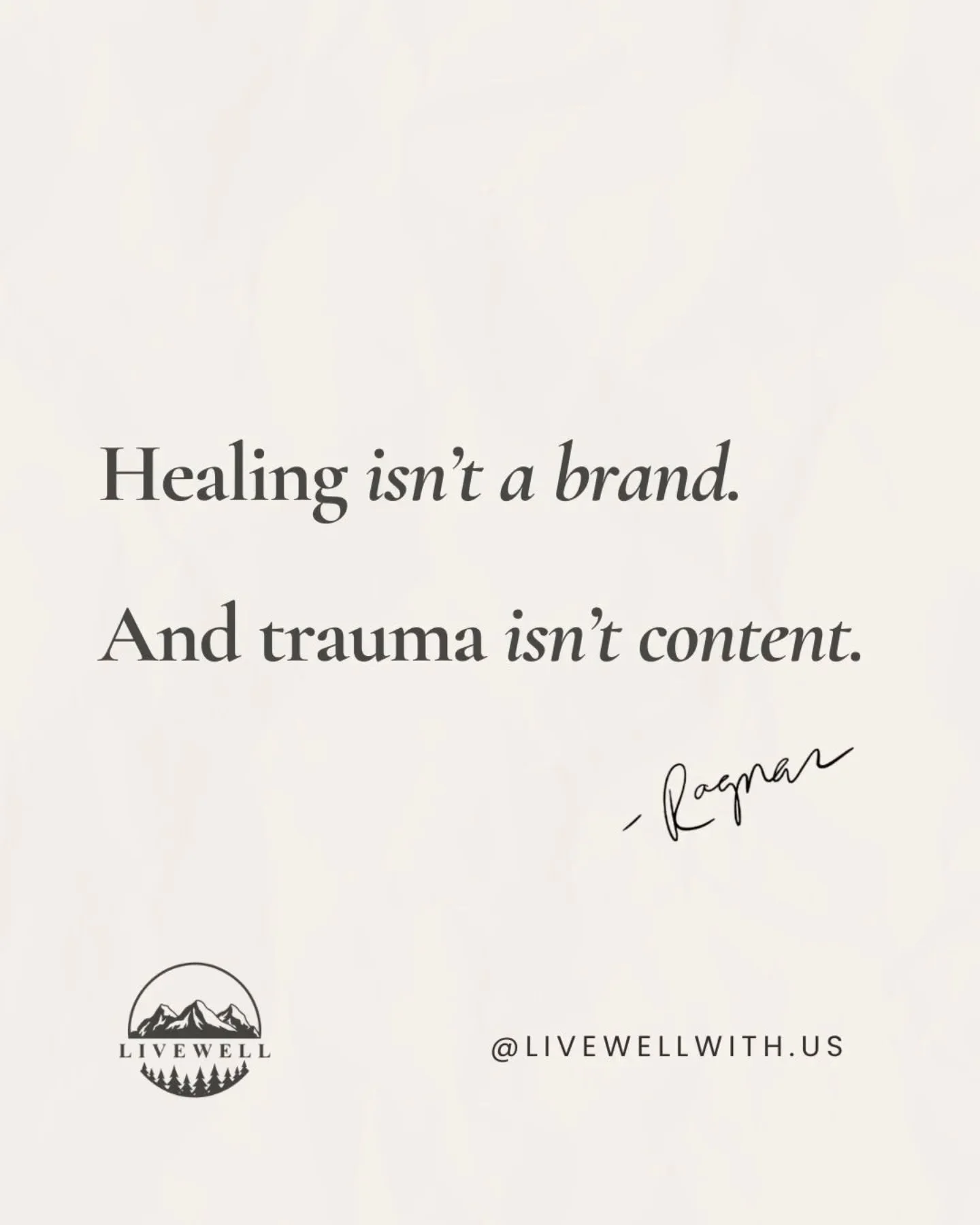 Not all baggage needs unpacking.
Not every breakdown belongs in a reel.
And not everyone working through their own trauma should be teaching it.
There’s a difference between sharing your story and selling it.
Between doing the work, or just pu