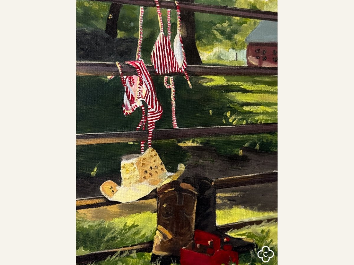 Coastal Cowgirl, 9"x12", Acrylic finger painting on board
