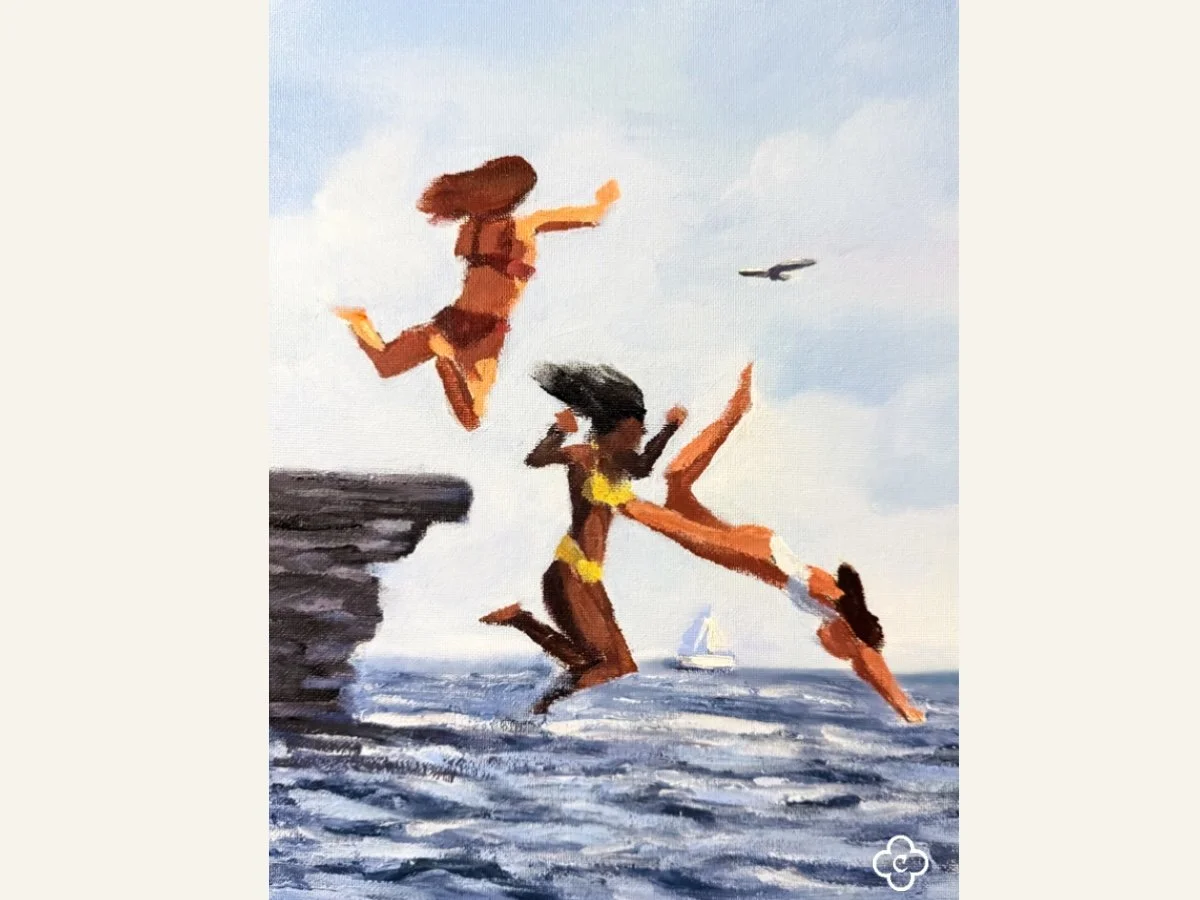 12 O'clock High noon, 9"x12", Acrylic finger painting on board