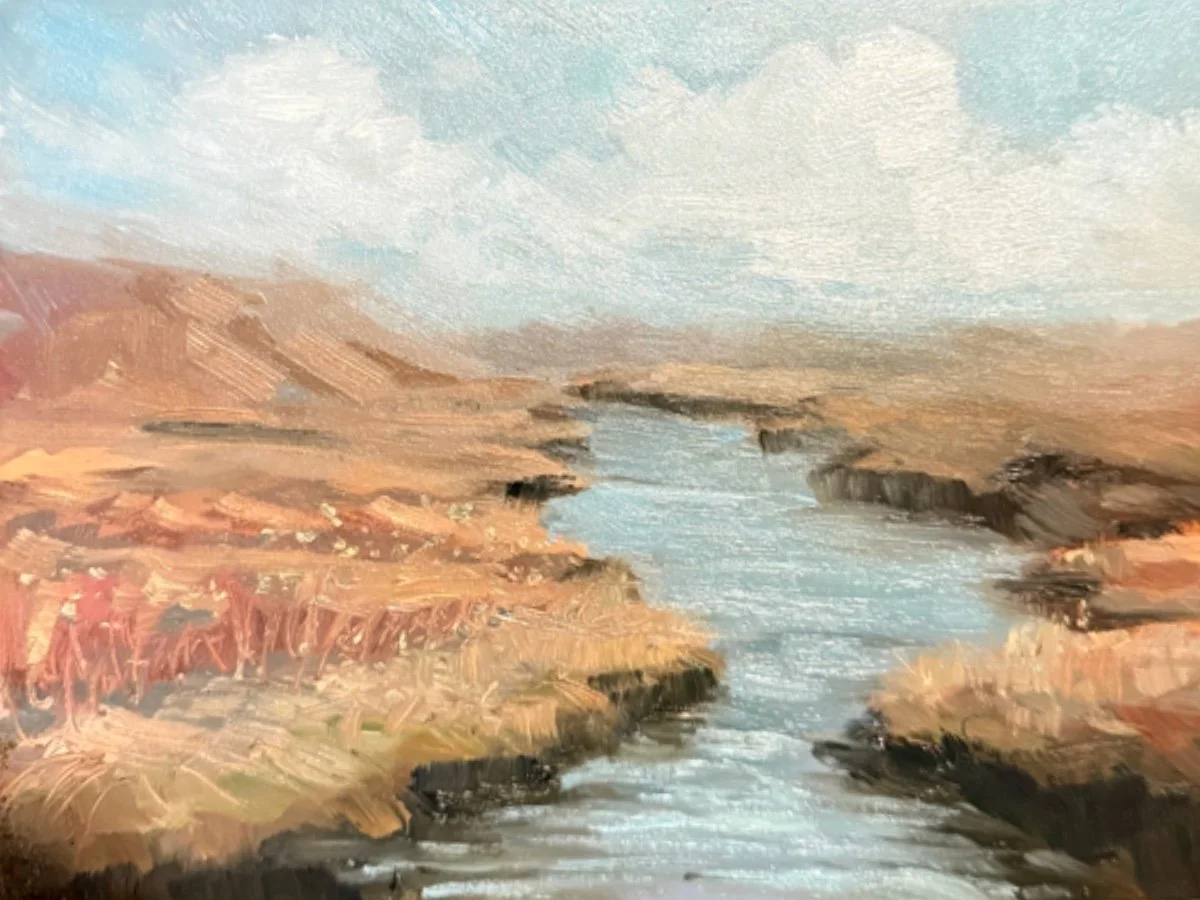 Middletown, RI | Stream by 2nd Beach, 6"x8", oil on board