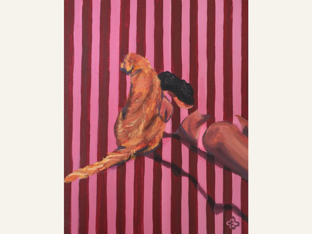 Pink Stripes, 9"x12", Acrylic on board