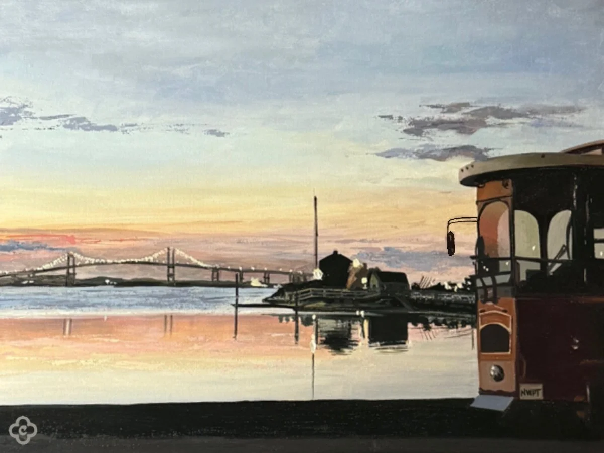 Newport, RI | Newport Trolly, 12"x16", Oil on board