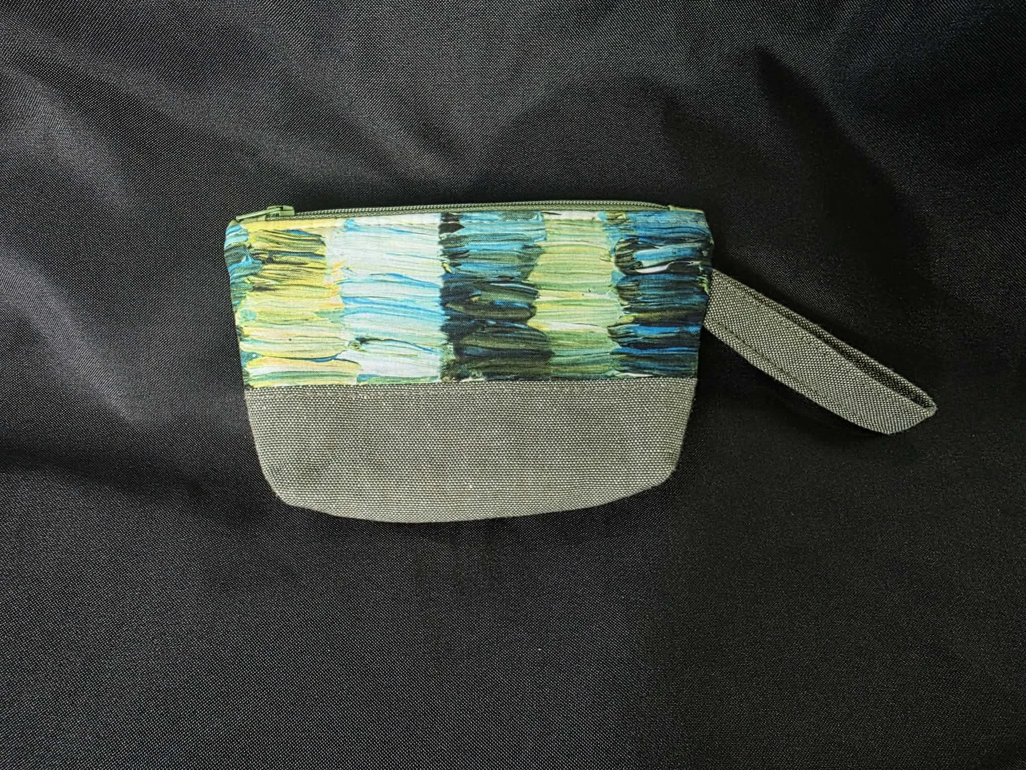 Zipper Bag - Green and Blue Watercolor