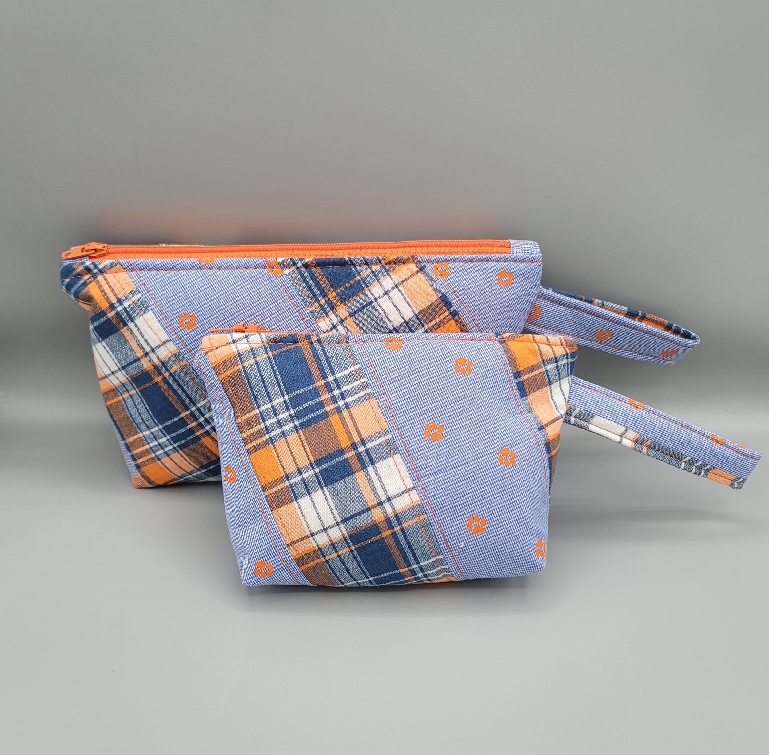 Zipper Bag, Small - Orange and Blue Collegiate Print