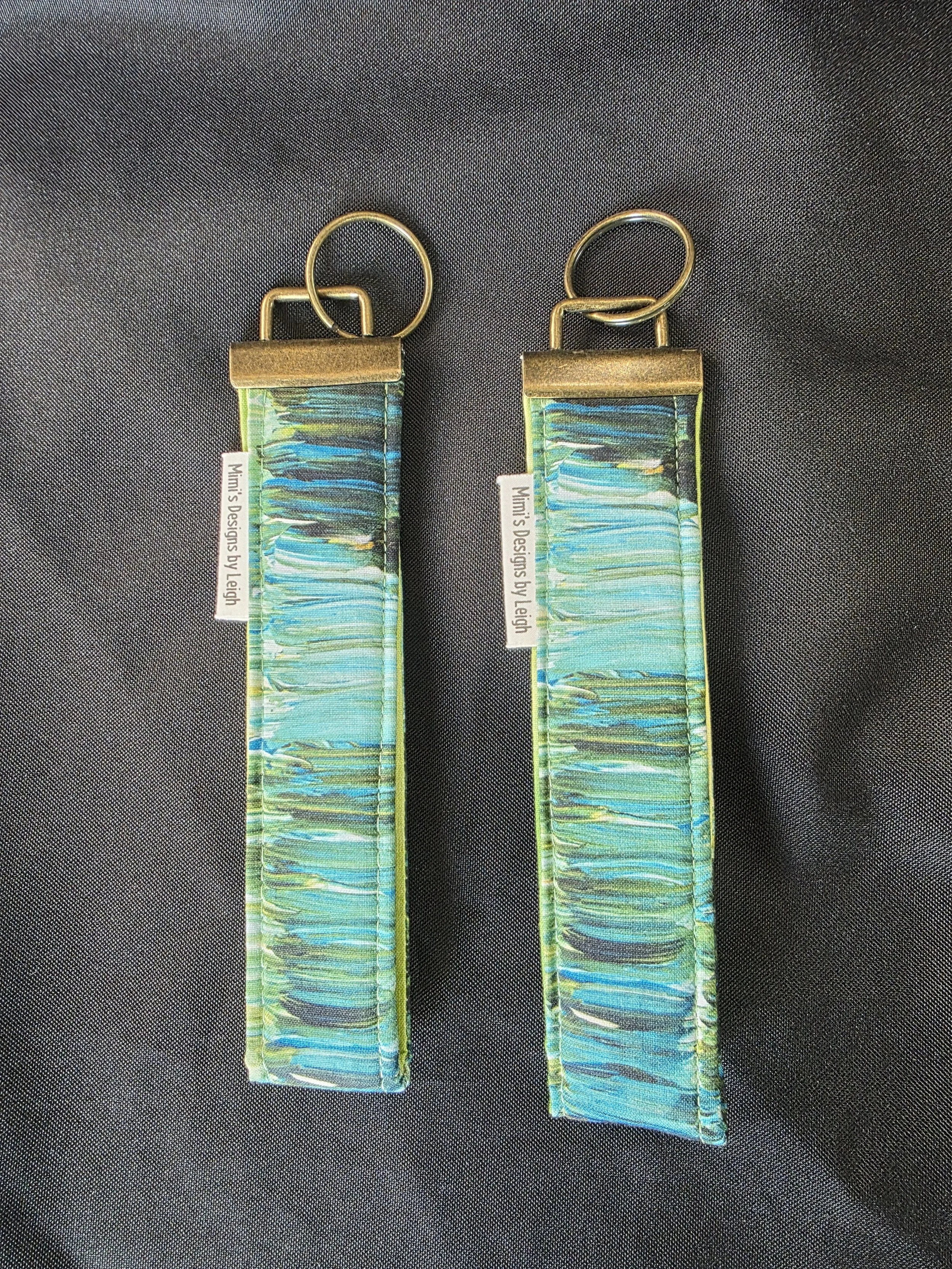 Key Fob - Green and Blue Watercolor