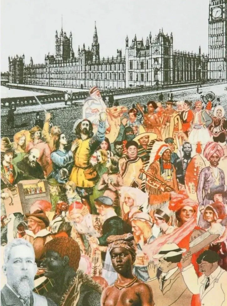 Sir Peter Blake&rsquo;s World Tour (Multi-Ethnic Crowd) 2010 is a joyous celebration of humanity through the Pop master&rsquo;s unmistakable lens. In this vibrant composition, Blake gathers a kaleidoscopic crowd of people from every corner of the glo