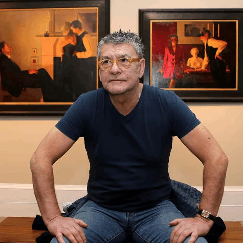 Tension, Timing &amp; Triumph is one of Jack Vettriano's most celebrated narrative works, created in collaboration with Formula One legend Sir Jackie Stewart. This iconic triptych captures the drama, anticipation and emotion surrounding Stewart's his