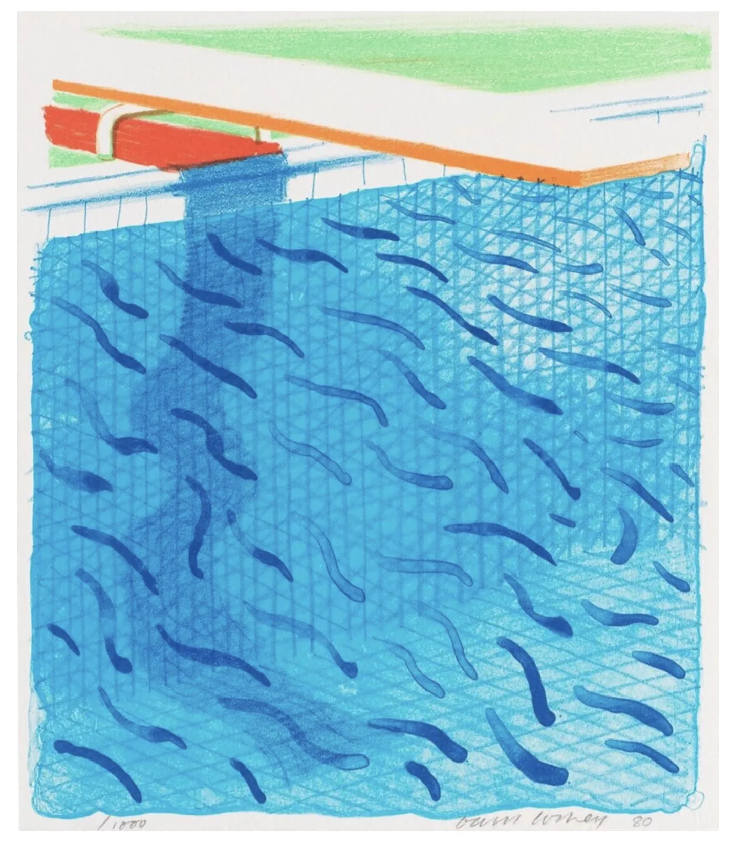 David Hockney, Pool Made With Paper and Blue Ink for Book, 1980