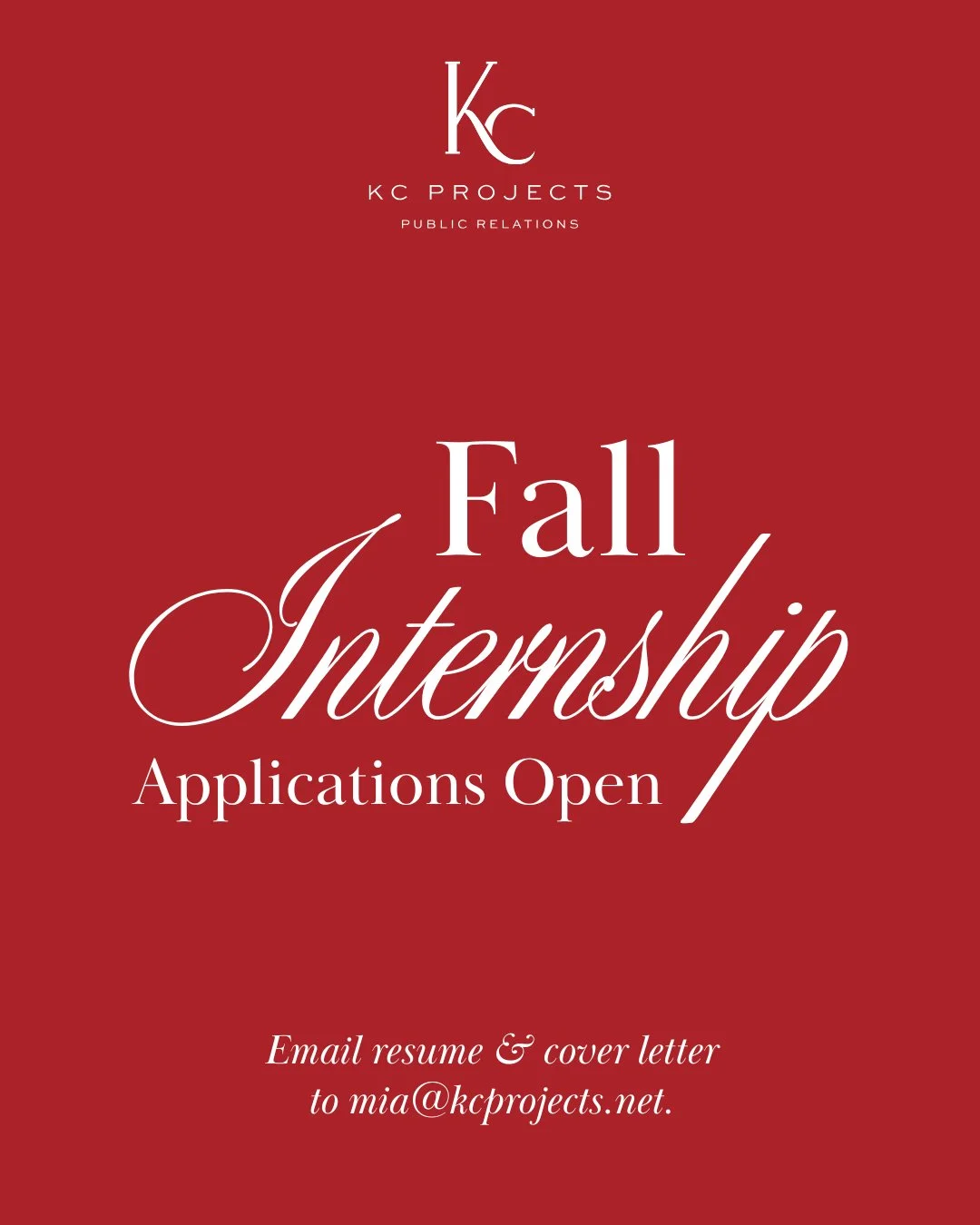 Don't miss your chance to gain real-world PR experience this fall! 🍂 The deadline to apply for our Fall Internship is quickly approaching.

If you're a college student looking to build your skills in public relations, social media, and strategic com