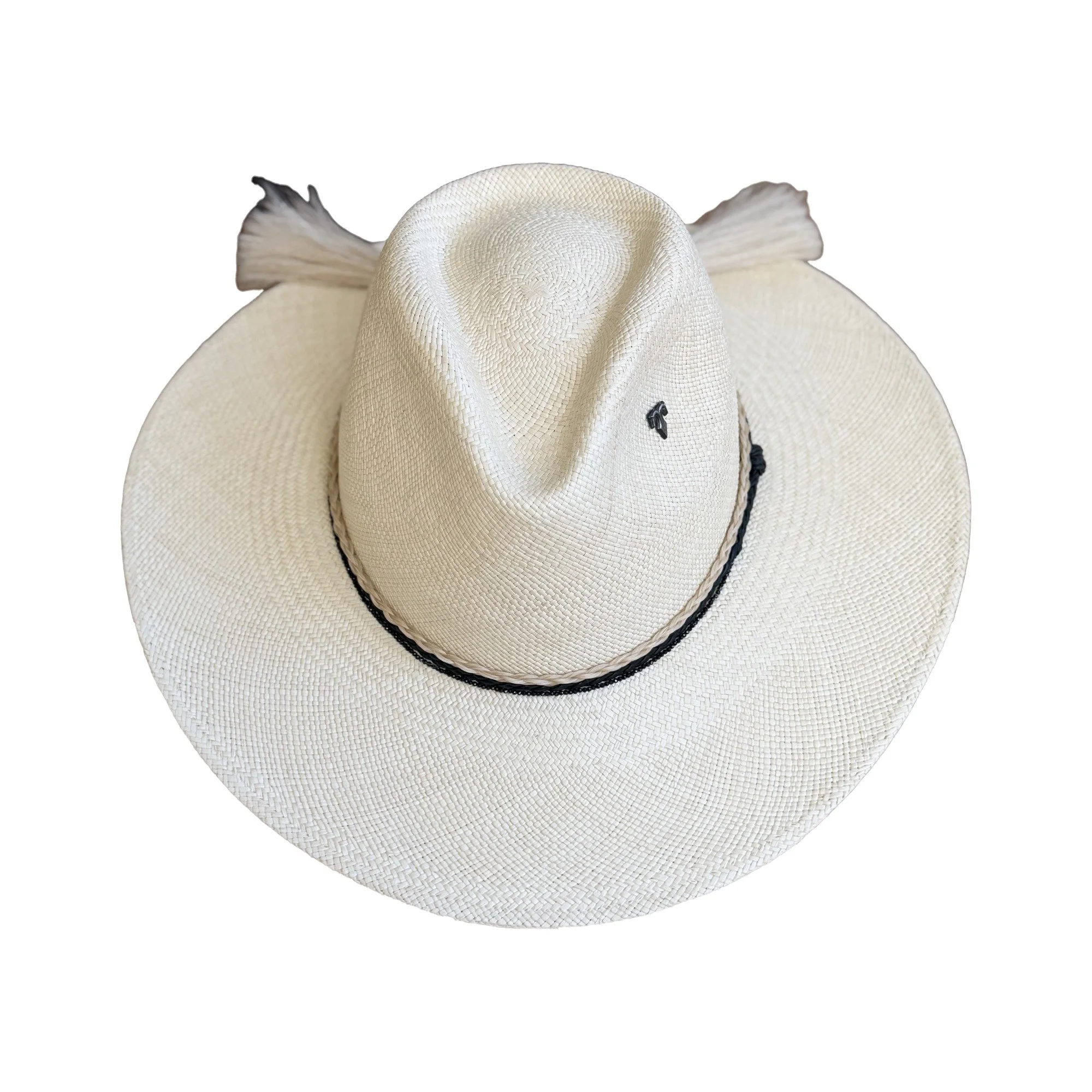 Front view of the PHIPPS toquilla straw hat in alabaster, by TESH® Palm Beach.