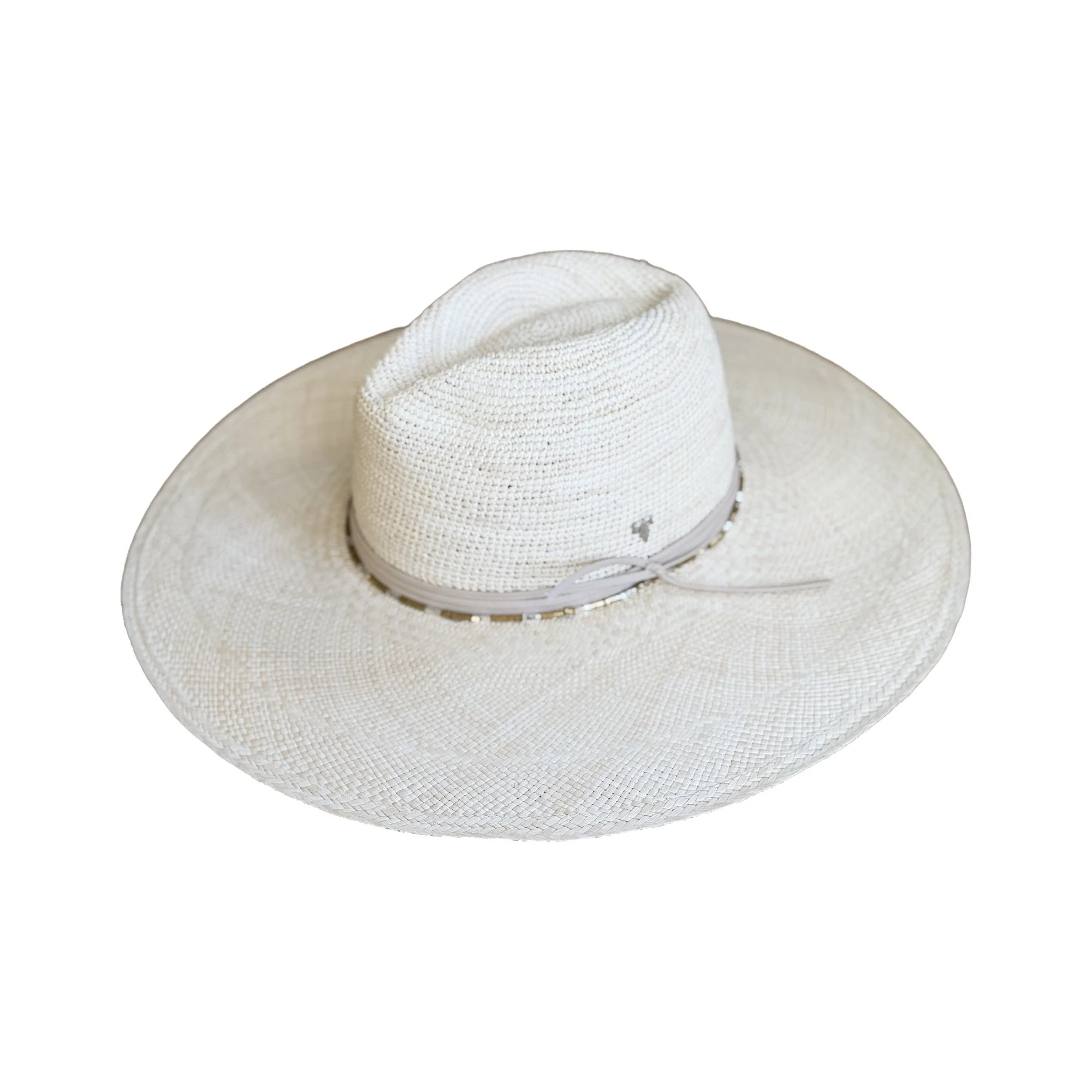 Side view of the WELLINGTON toquilla straw hat in natural, by TESH® Palm Beach.