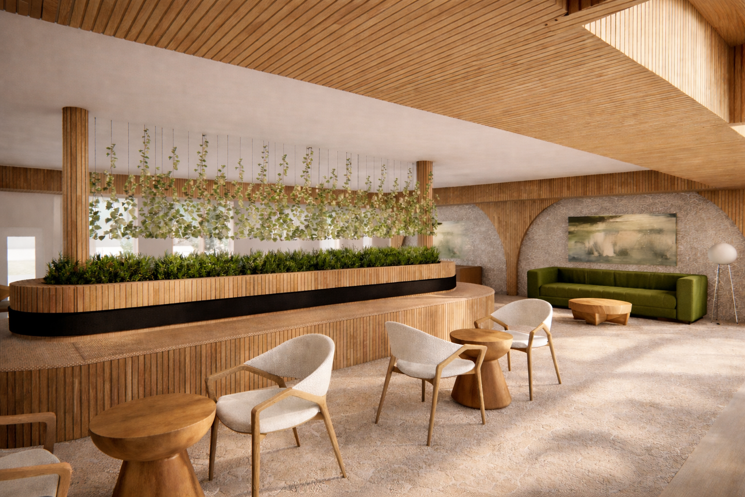 Modern lounge with green sofa.png