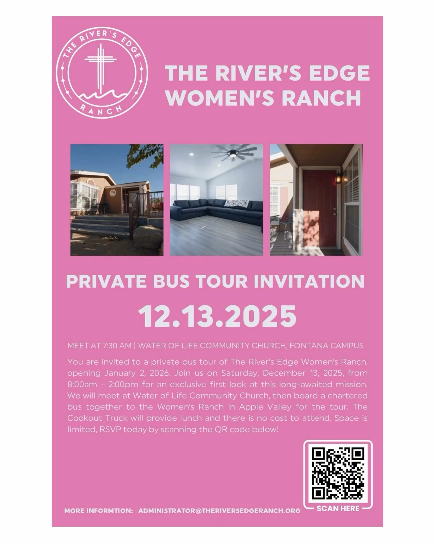 🚍 Our Women&rsquo;s Ranch Bus Trip is happening December 13th&hellip; and seats are almost gone!

Come tour the future Women&rsquo;s Ranch, hear powerful testimonies, meet the team, pray over the property, and enjoy lunch from the Cookout Truck. 💗
