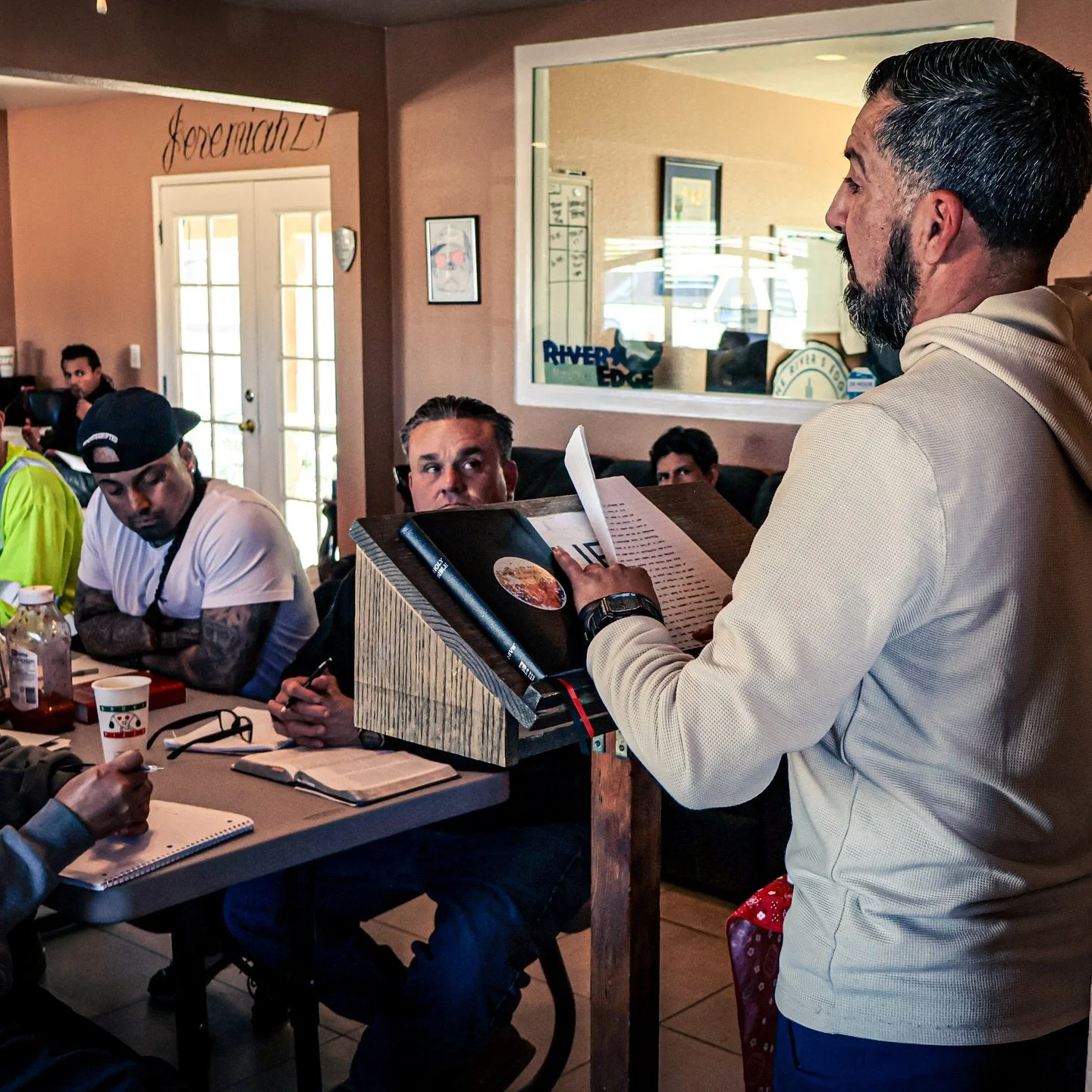 ⚔️ IRON SHARPENS IRON ⚔️
Last week at the Ranch we got to witness exactly that. Brandon and Ozzy both hit their 5-month mark and stepped up to teach their first Bible studies to their brothers.

Brandon shared from Ephesians, reminding us who we are 