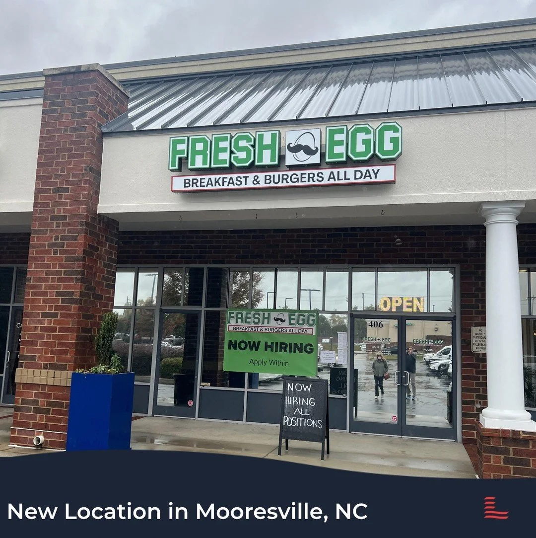 Legacy is proud to congratulate Brad Blumer and Mel Funk on the opening of their 10th restaurant location. This marks the second Fresh Egg, located in the Publix-anchored Brawley Commons Center in Mooresville.
Brad and Mel continue to grow their imp