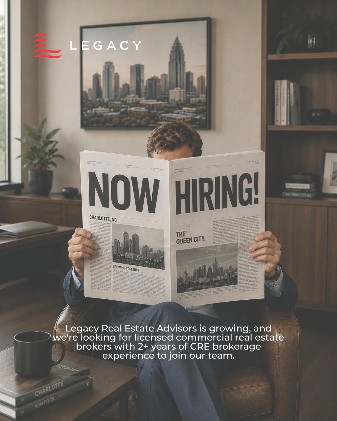Legacy Real Estate Advisors is looking for experienced commercial real estate brokers with 2+ years of brokerage experience who are ready to take the next step in their careers.

If you're looking for a Charlotte-based platform with strong marketing 