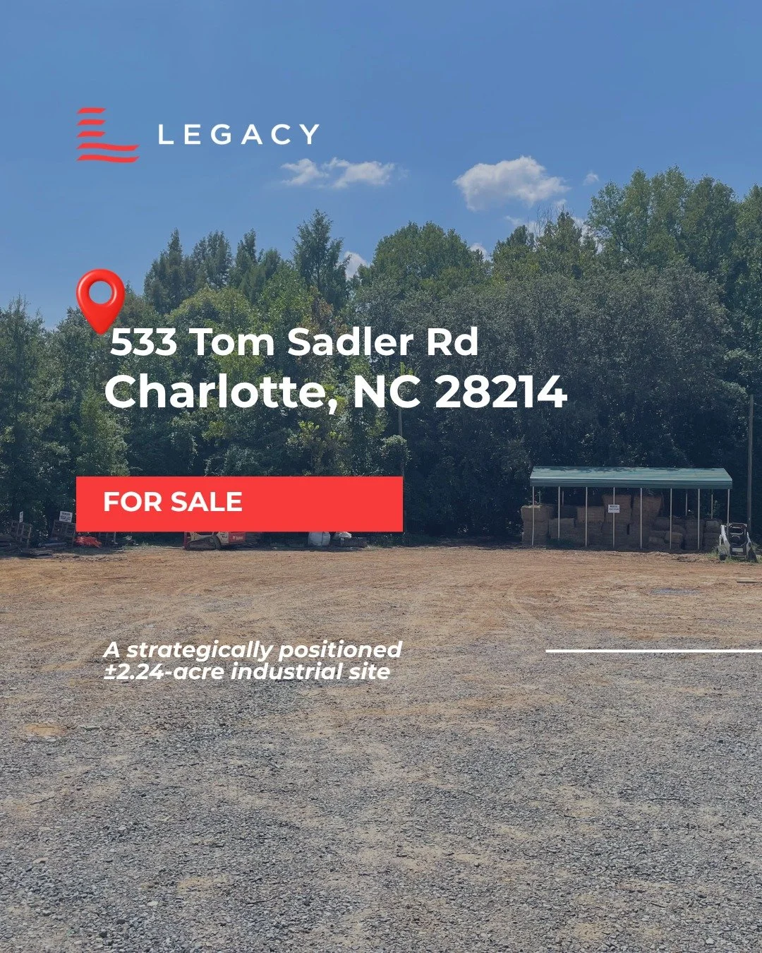 📍 533 Tom Sadler Rd, Charlotte, NC 28214
A West Charlotte industrial site with the pieces already in place. 

Now available for $1.6M, 533 Tom Sadler Rd offers &plusmn;2.24 acres / &plusmn;97,574 SF with ML-2 / O-15(CD) zoning, &plusmn;260 FT of fro