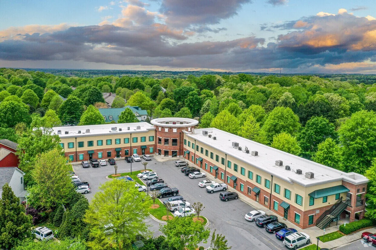 Aerial view of Baxter Village office complex in Fort Mill, SC — 1171 Market St commercial office condos