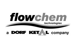 Logotipo de Flowchem Technologies, una compañía de Dorf Ketal. El diseño incluye letras estilizadas y una línea ondulada.