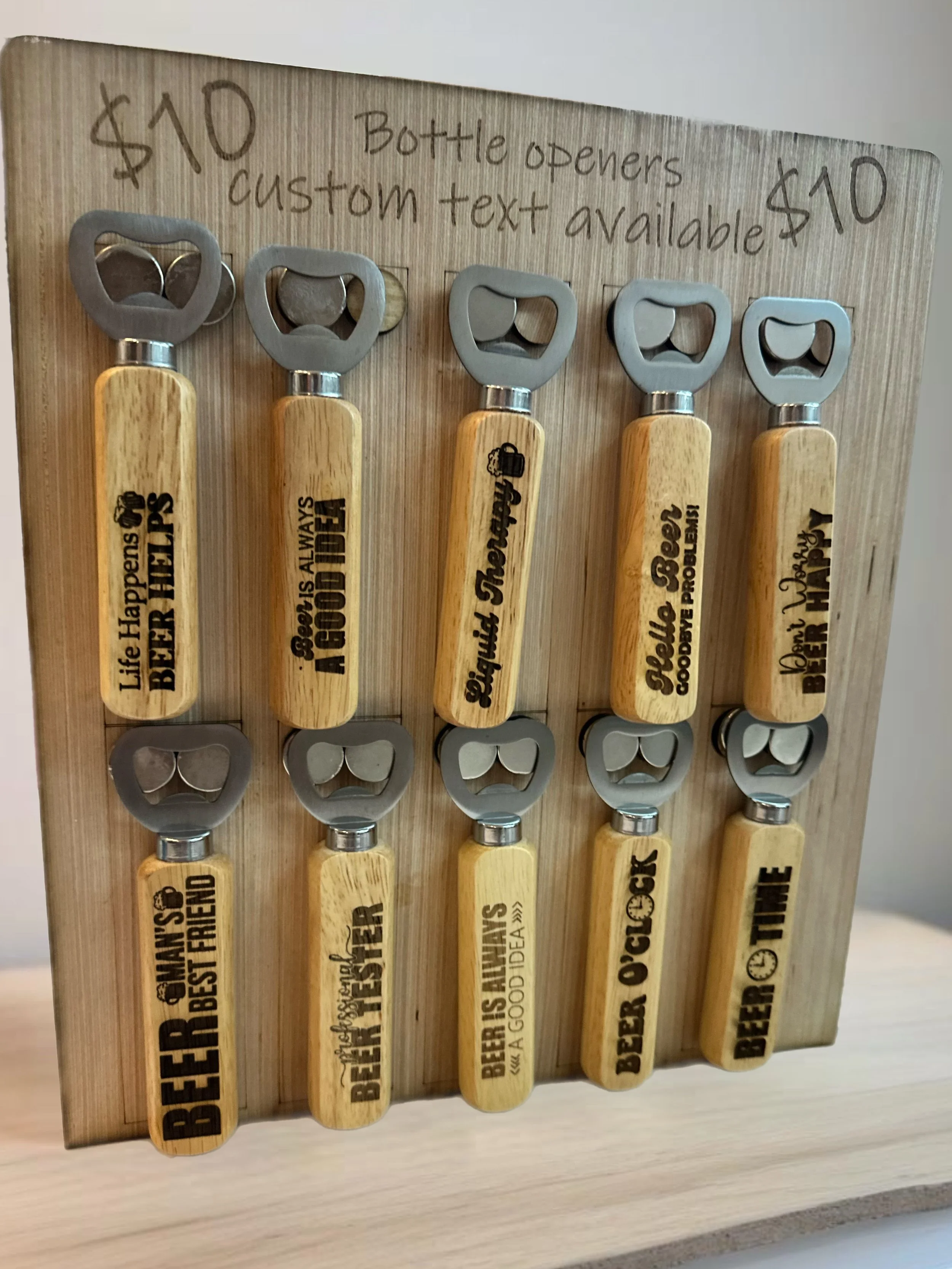 Wooden bottle opener