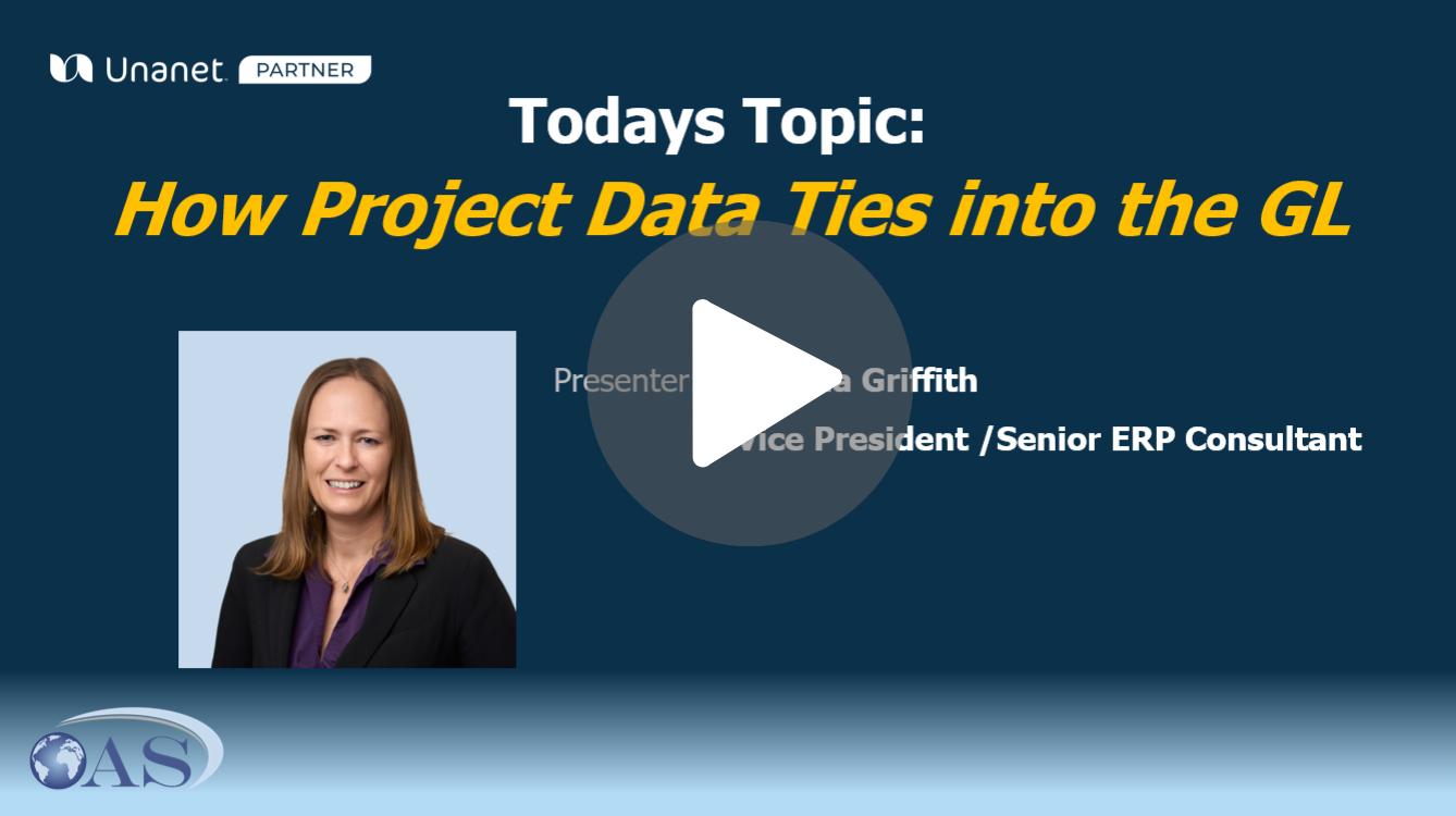 How Project Data Ties Into The GL in Unanet AE