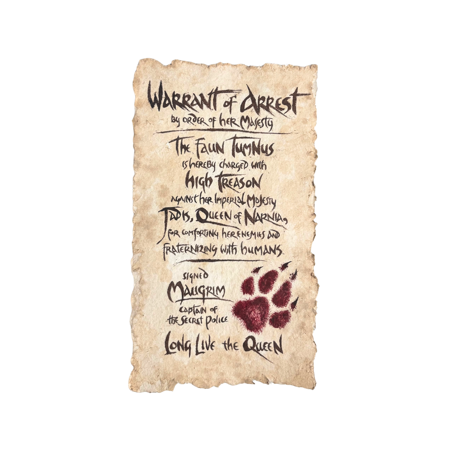 Mr. Tumnus's Warrant of Arrest