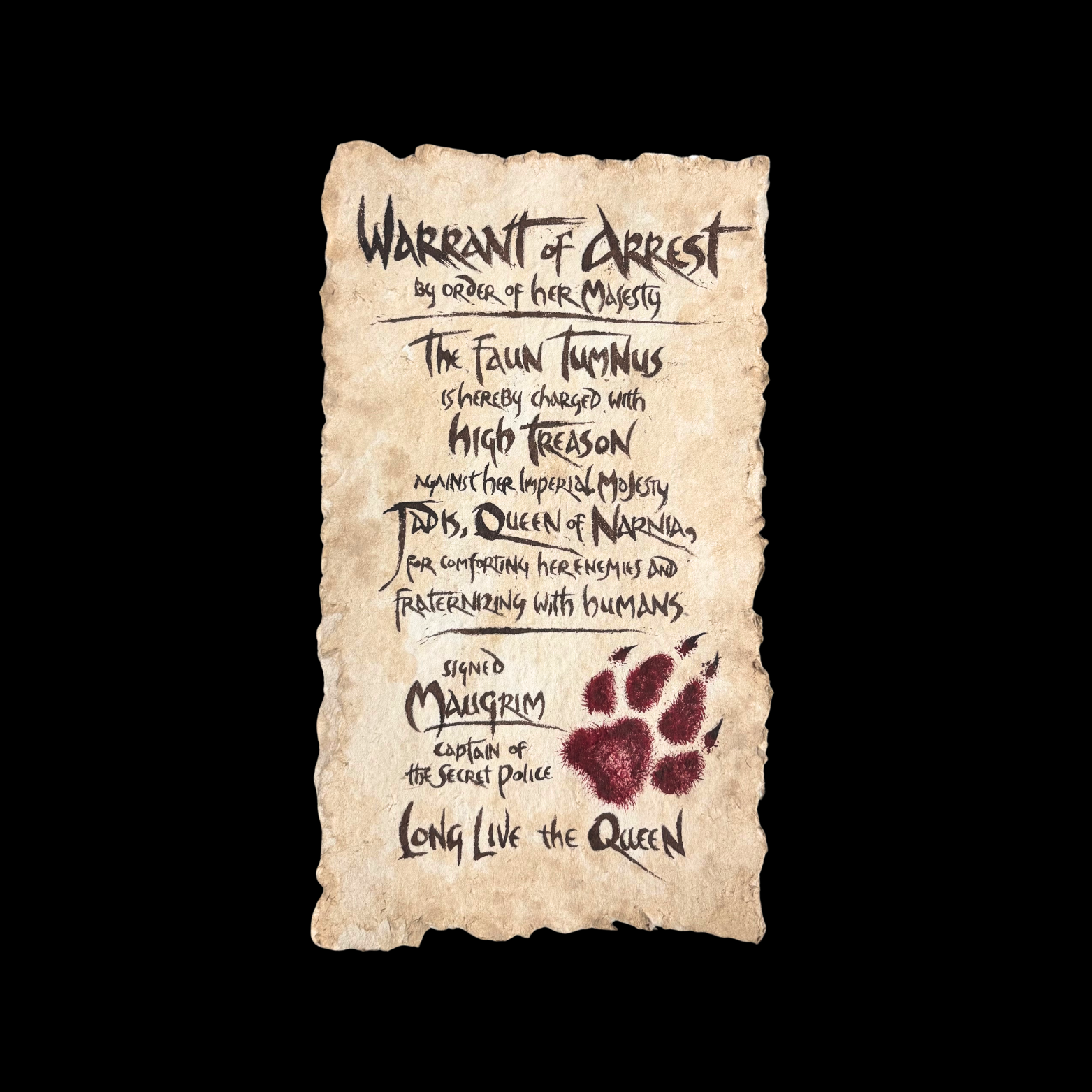 Mr. Tumnus's Warrant of Arrest