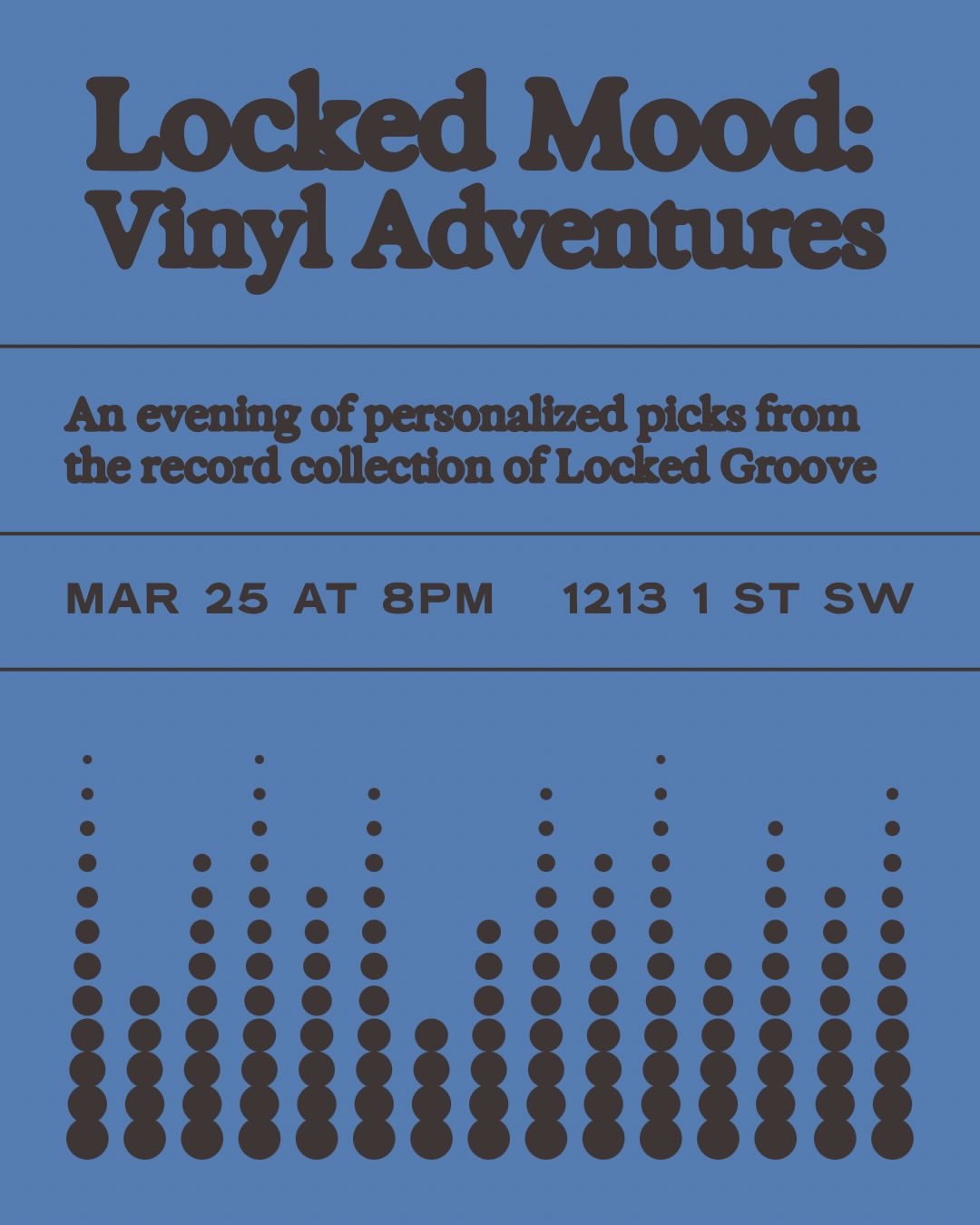 LOCKED MOOD!

Step into the bar this Wednesday and get comfy from 8pm until late while hearing exactly what our wonderful friend Bryce - aka @lockedgroove7 - has been digging lately.

Content creator, vinyl enthusiast, and music connoisseur, Bryce wi