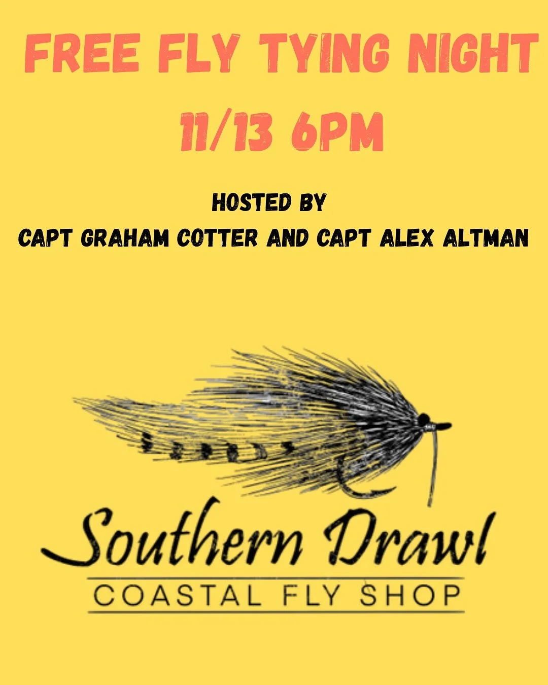 Come hang out next Thursday 11/13 and tie up the Sandy Slider with @capt_grahamcotter and @al_altman11 

Hit the link in our bio and reserve your seat! 

#hiltonhead #flyfishing #flytyingjunkie
