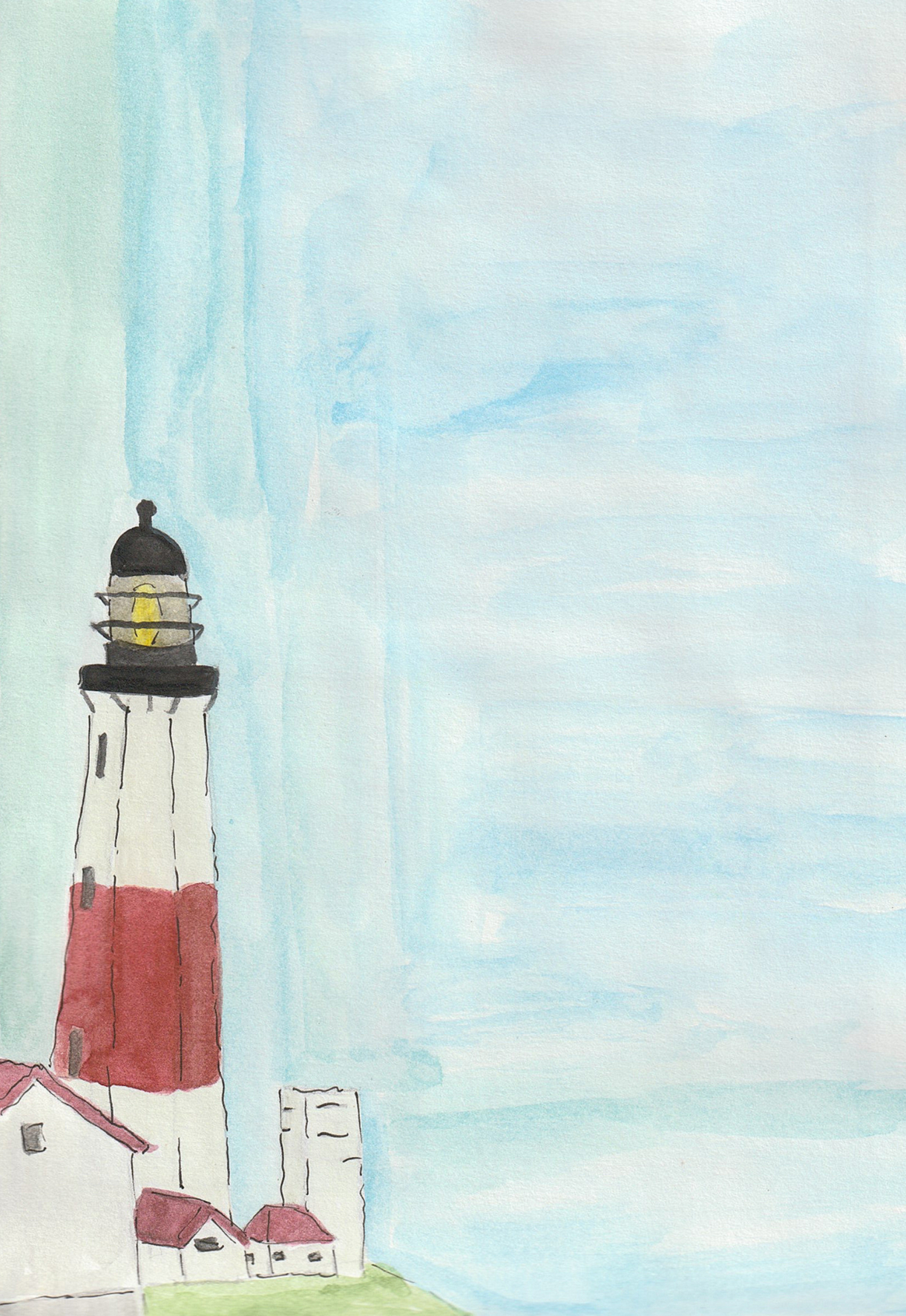 Watercolor Montauk Lighthouse, NY