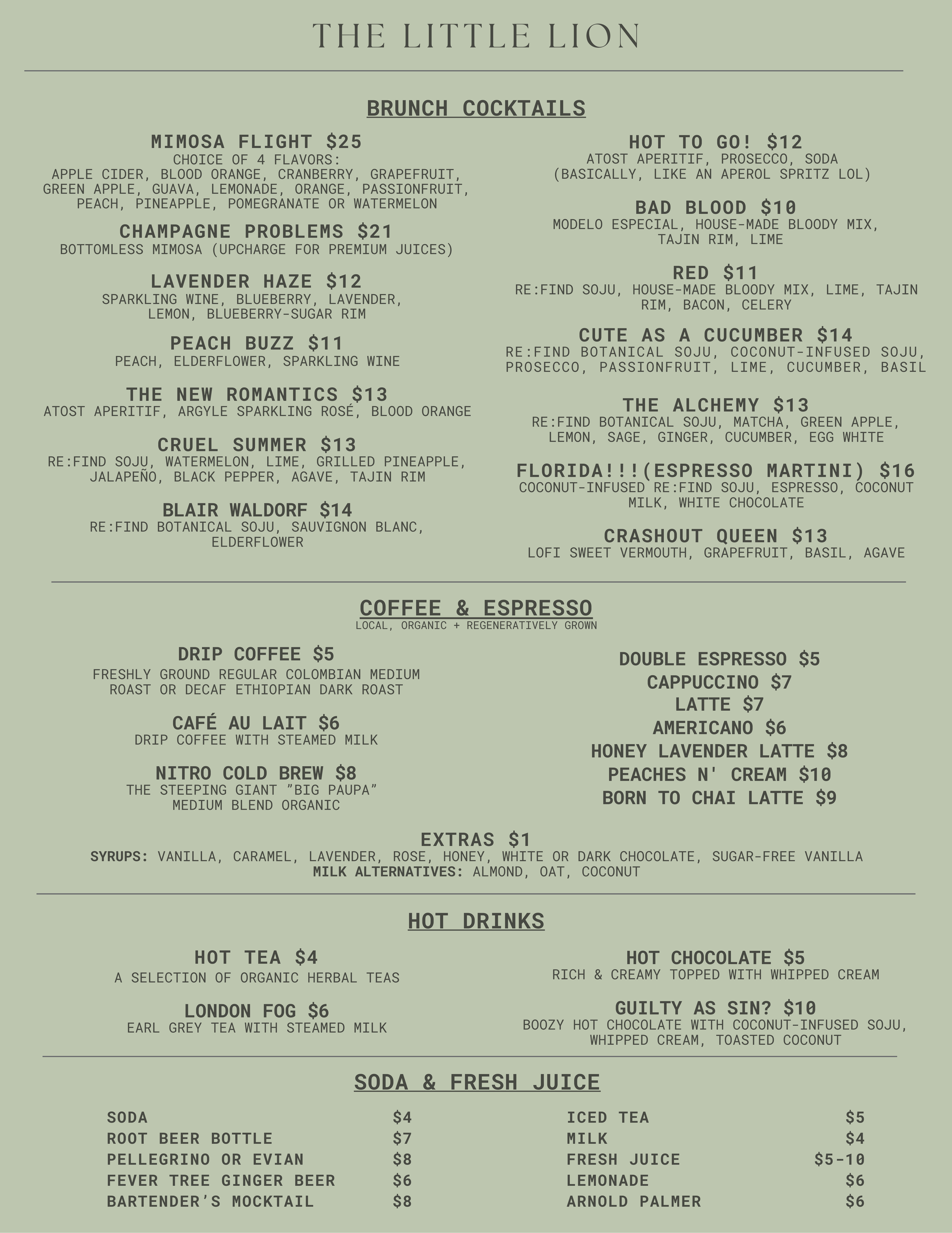 Menus — Little Lion Ventura