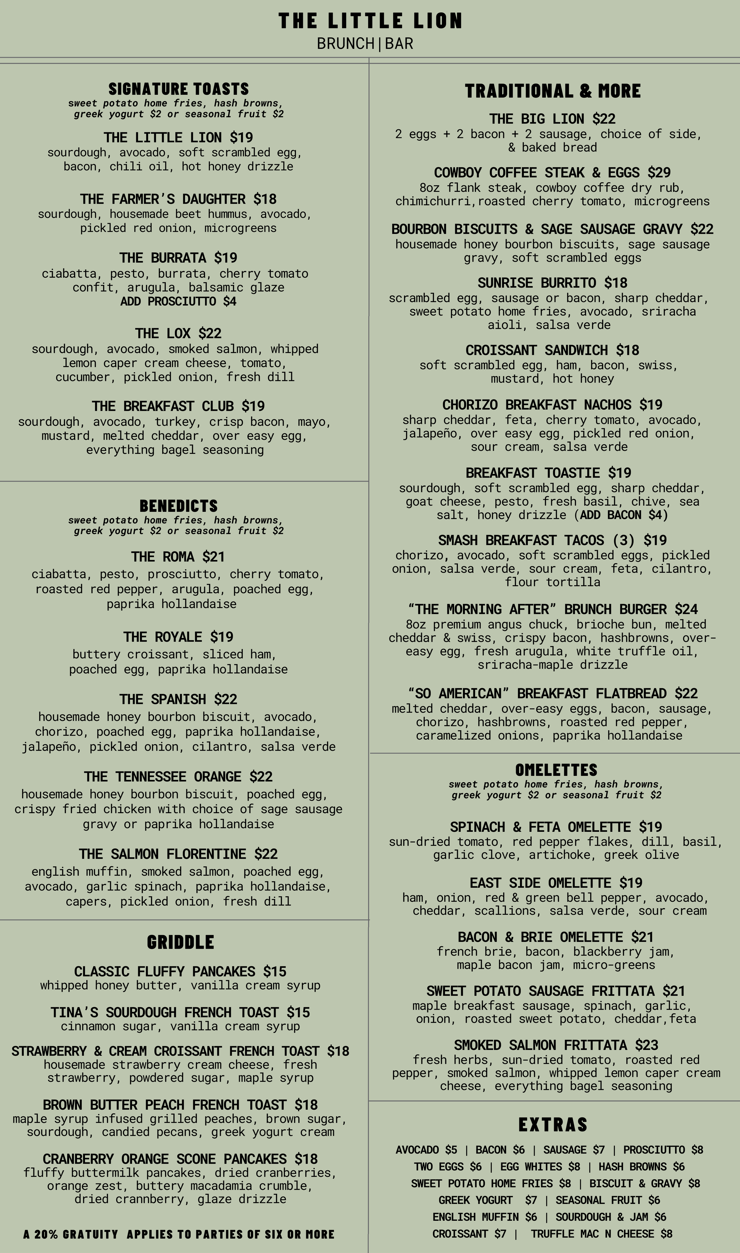 Menus — Little Lion Ventura