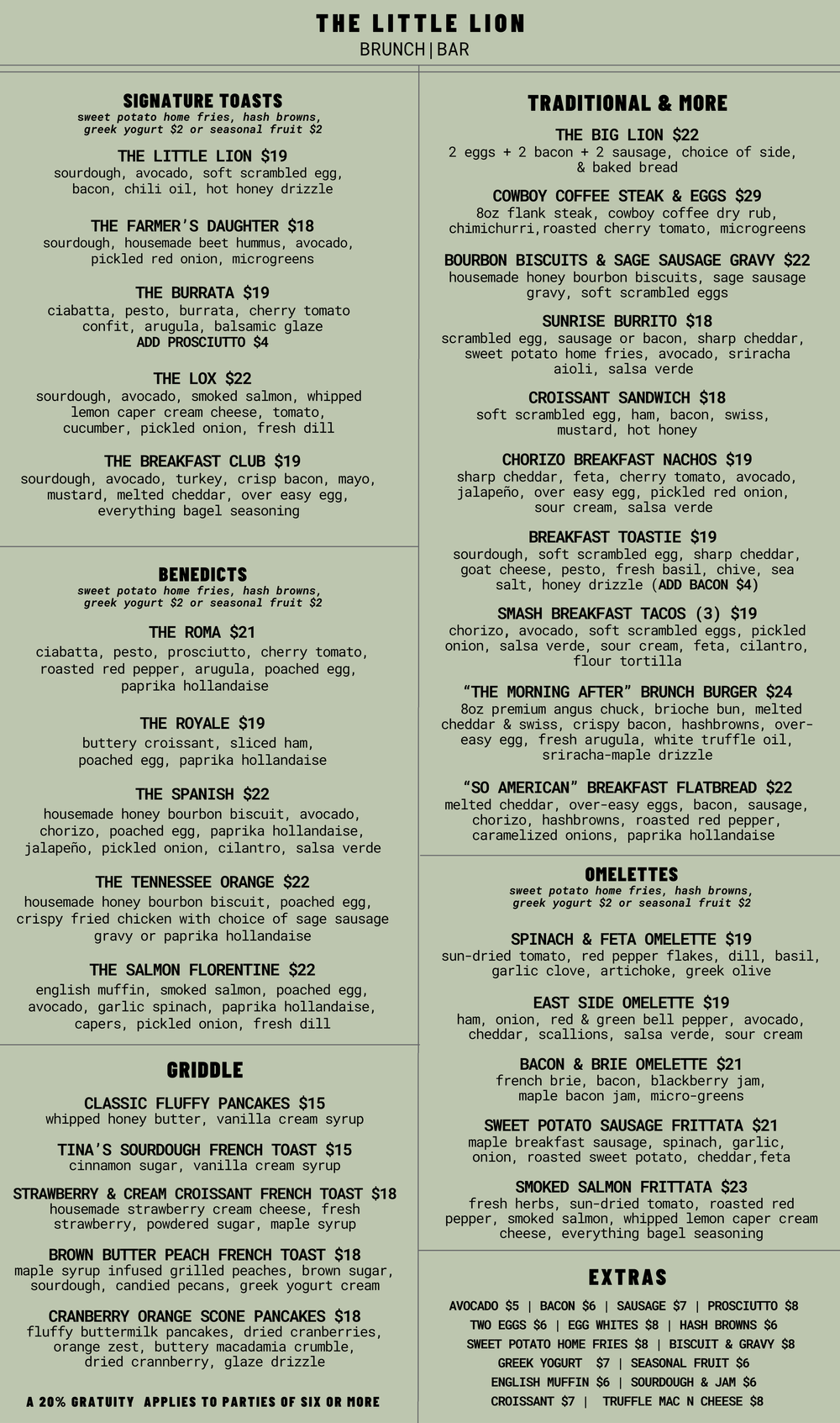 Menus — Little Lion Ventura