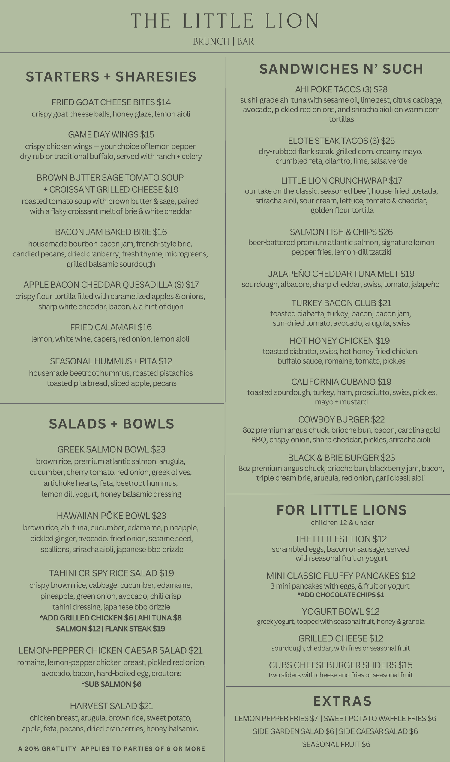 Menus — Little Lion Ventura