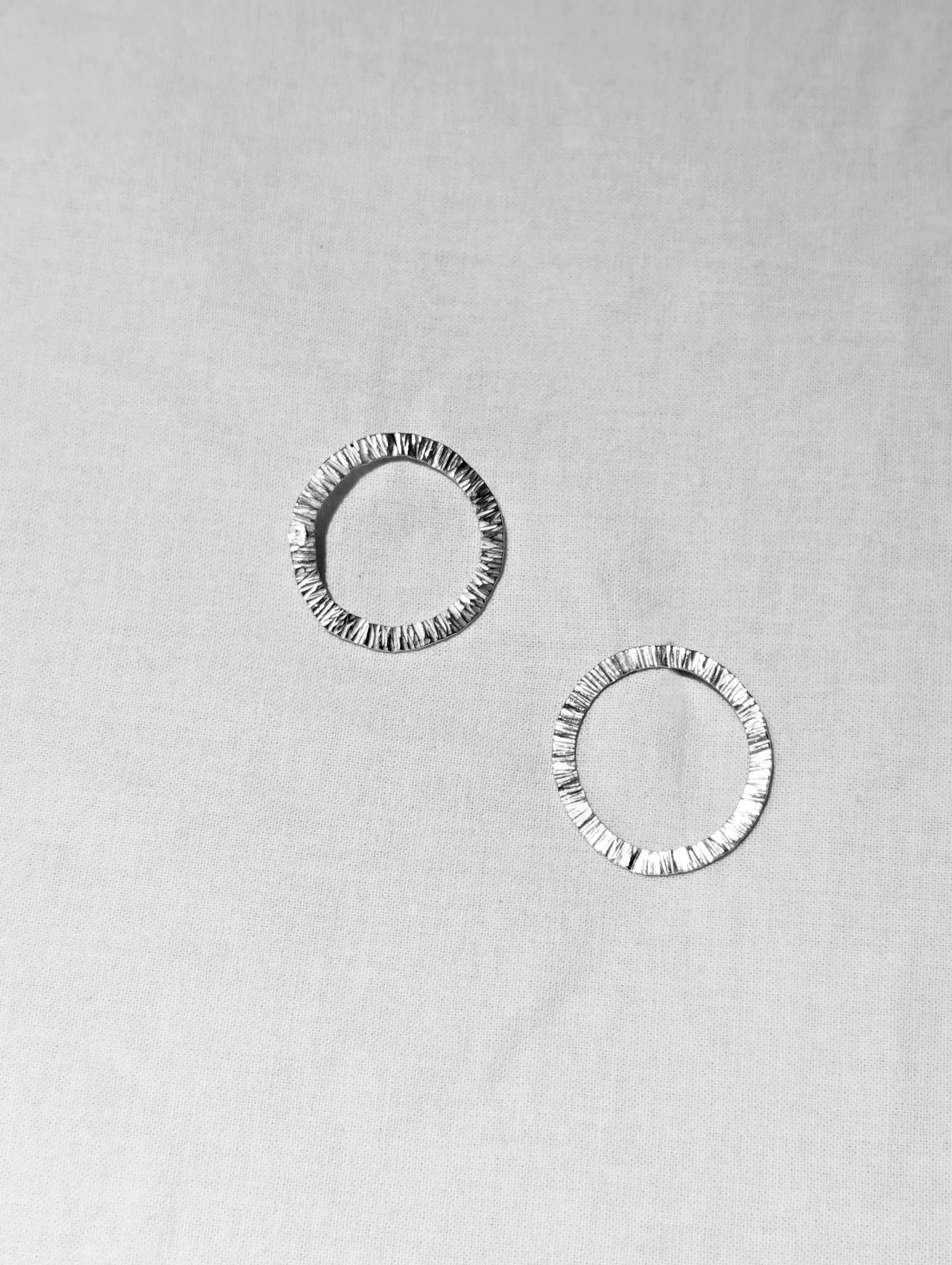 'Grian' Textured Sterling Silver Disc Earrings