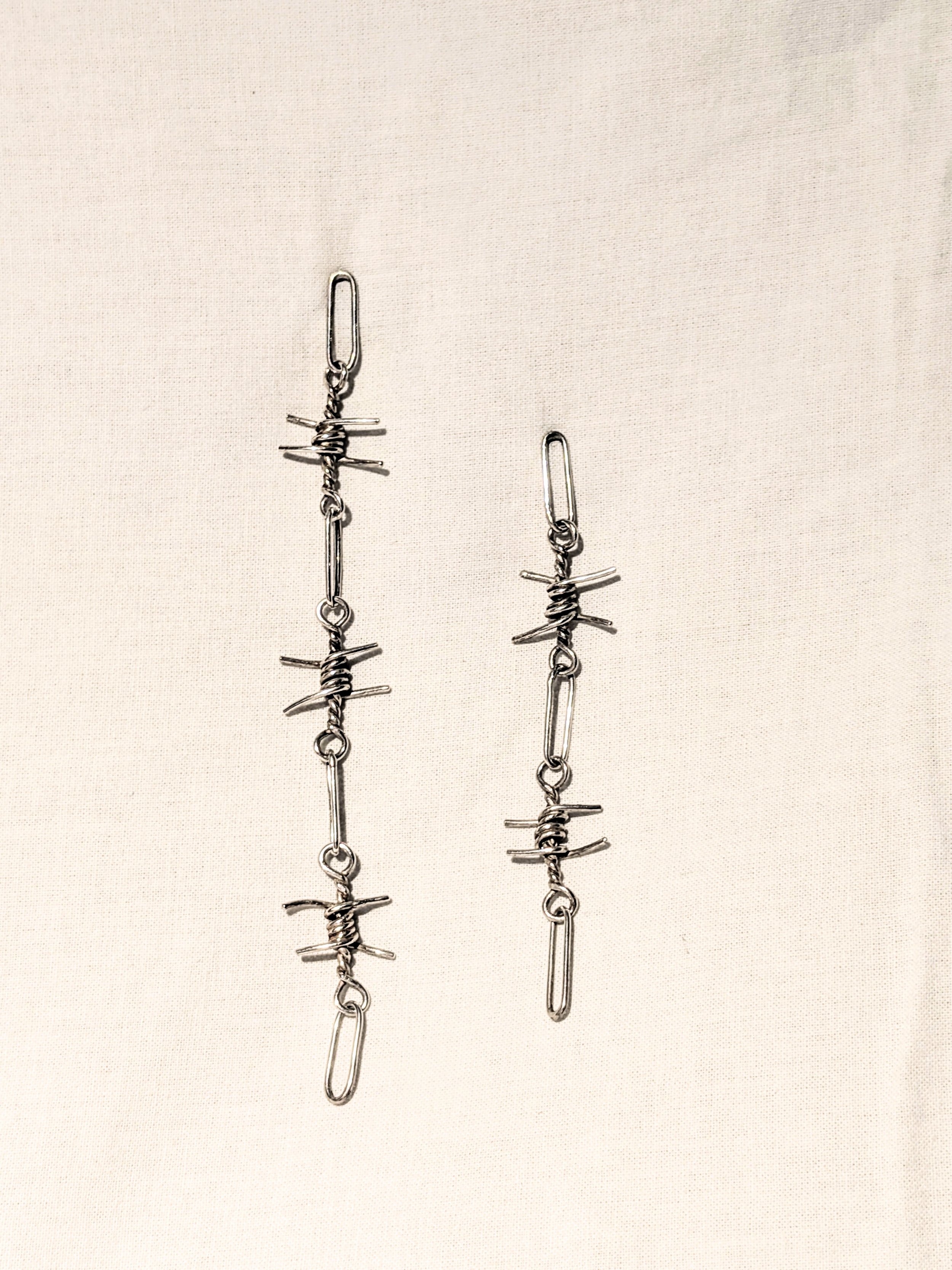 Barbed Wire Asymmetrical Drop Earrings