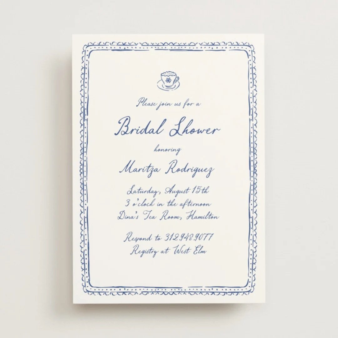 Doodle Tea Party Bridal Shower Invitation
