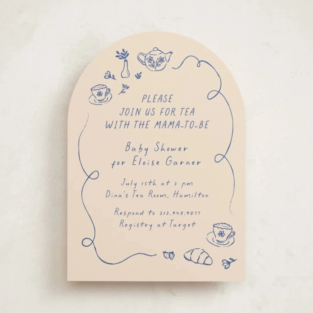 Doodle Tea Party Baby Shower Invitation