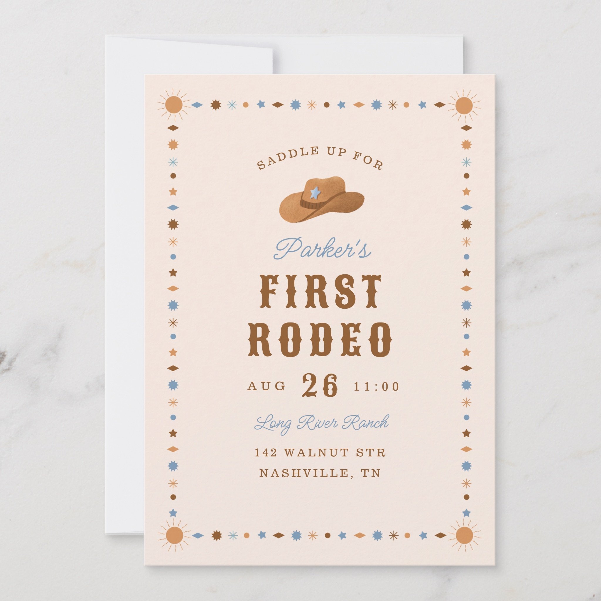 First Rodeo Cowboy birthday party invitation