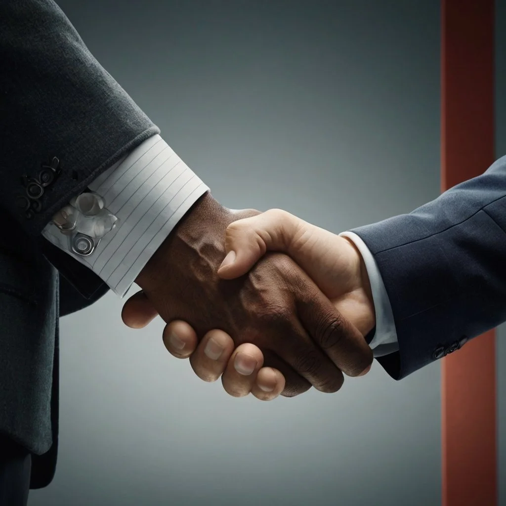 An illustration of a handshake between a recruiter and a candidate