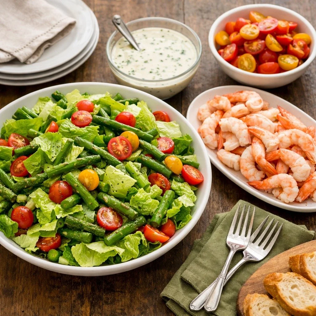 This light but satisfying salad combines tender shrimp, crisp asparagus, and delicate bibb lettuce with a creamy chive dressing. It&rsquo;s an ideal dish for entertaining because many of the components can be prepared a day ahead, making assembly qui