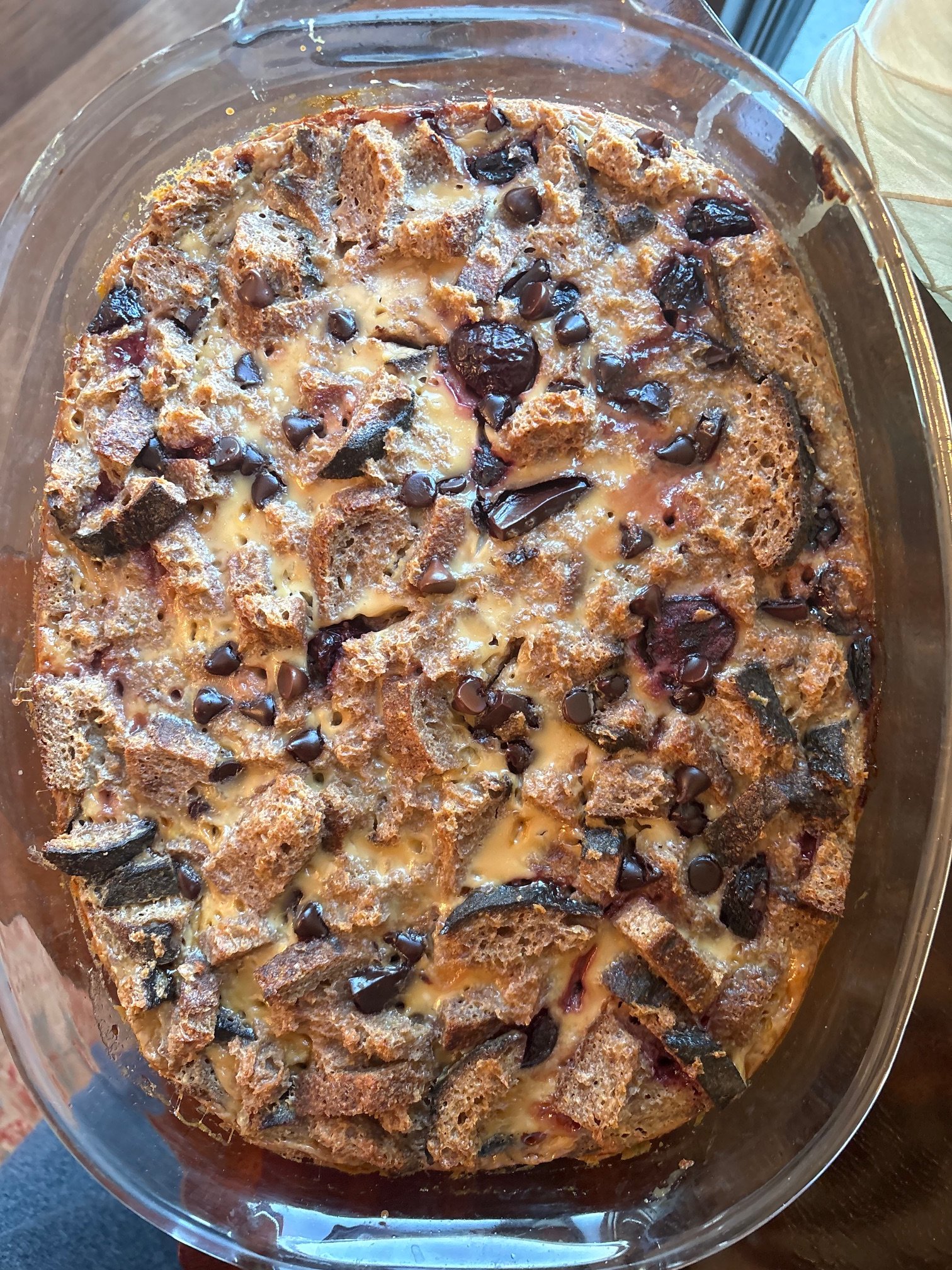 Chocolate Cherry Bread Pudding
