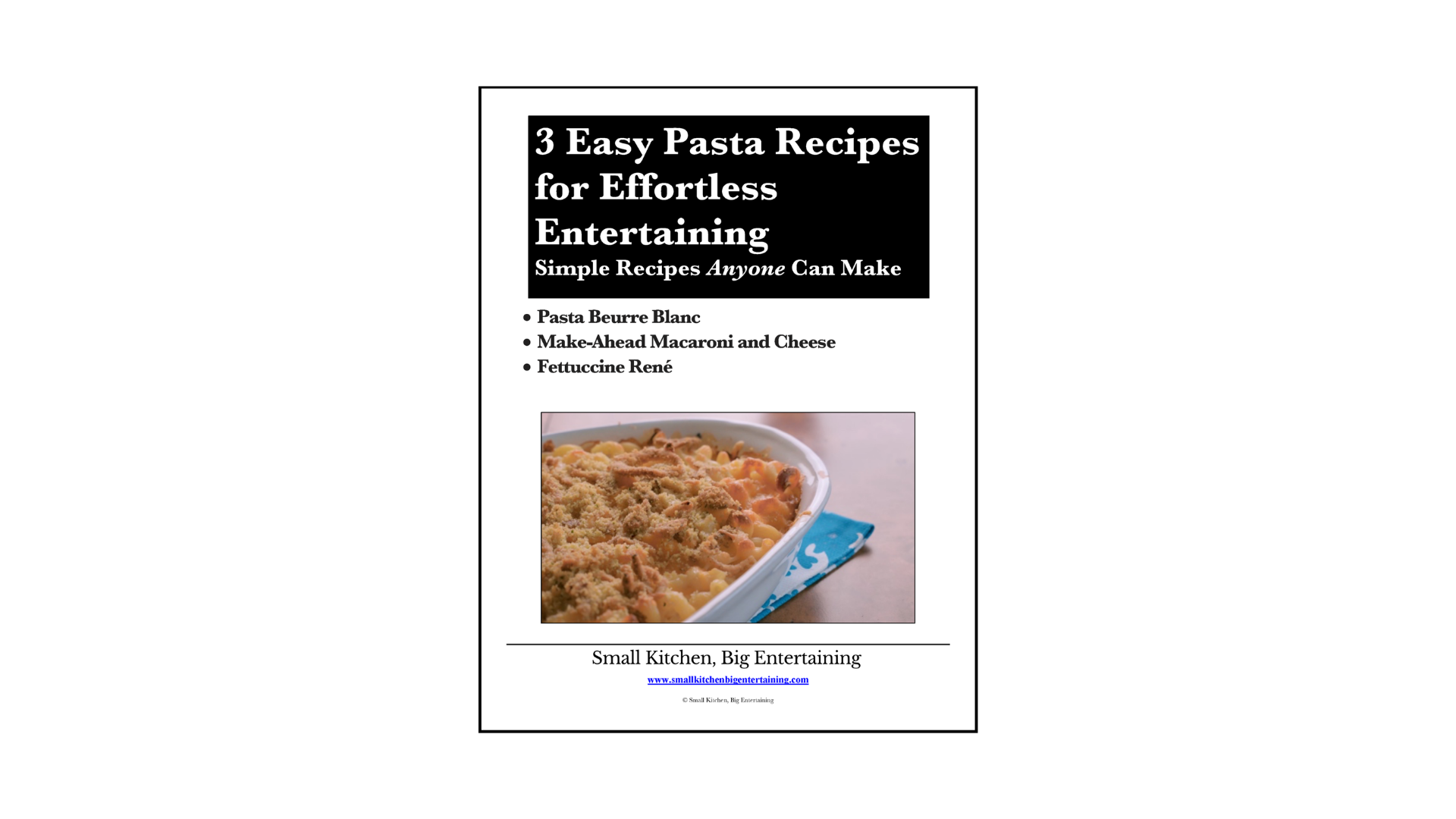FREE '3 Easy Pasta Recipes for Effortless Entertaining' Recipe Guide Just Released!